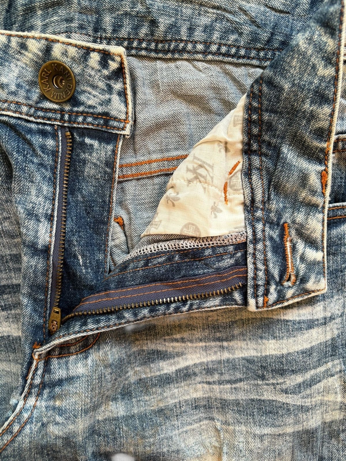 Designer × Karl Kani Vintage Karl Kani Painted Bleached Distressed Ripped Jeans Size US 30 / EU 46 - 9 Thumbnail
