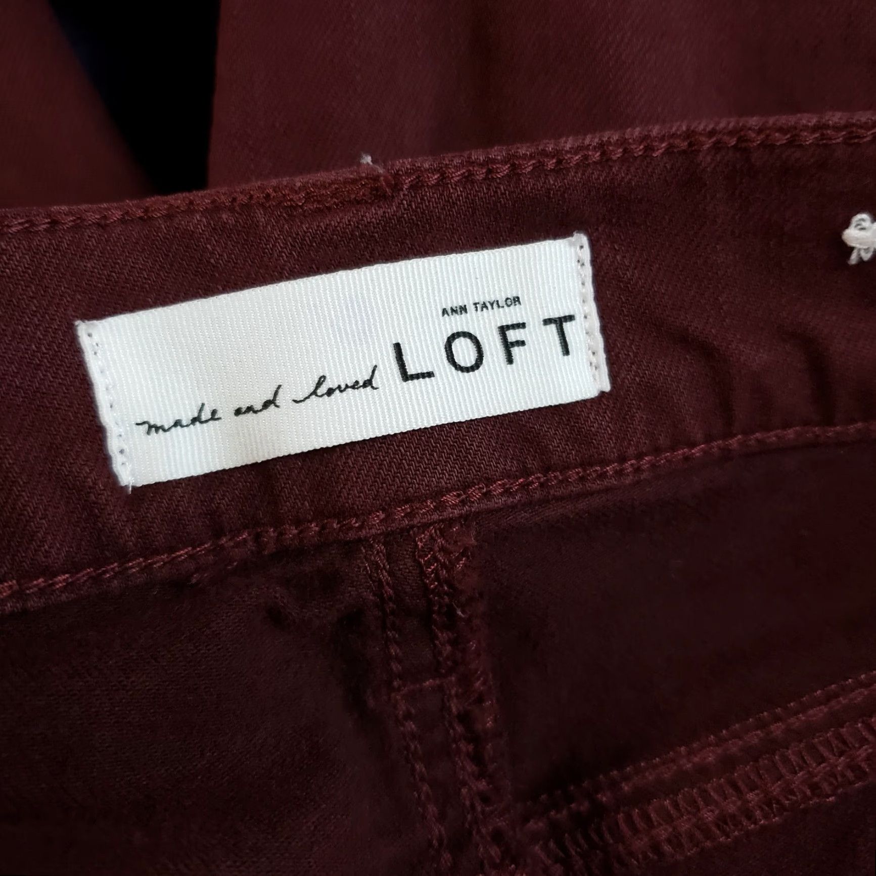 Ann Taylor Ann Taylor LOFT Womens Modern Skinny Pants Sz 0 Maroon Red Cotton Blend Low Rise Zip 30in Inseam Slim Fit Pants Womens Size 25" / US 0 / IT 36 - 6 Thumbnail