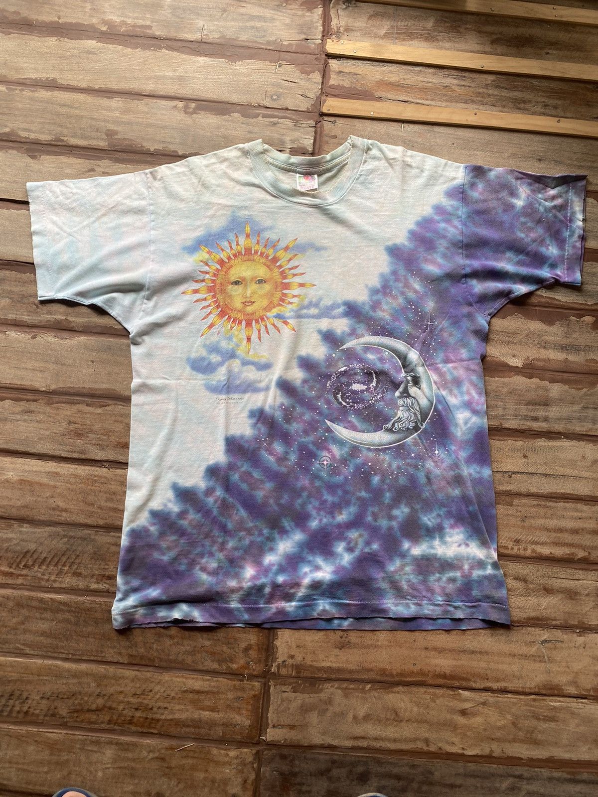 Band Tees × Grateful Dead × Vintage Vintage 1995 Tammy Schatz No Fade Sun & Moon Tie Dye T-Shirt Size US XL / EU 56 / 4 - 1 Thumbnail