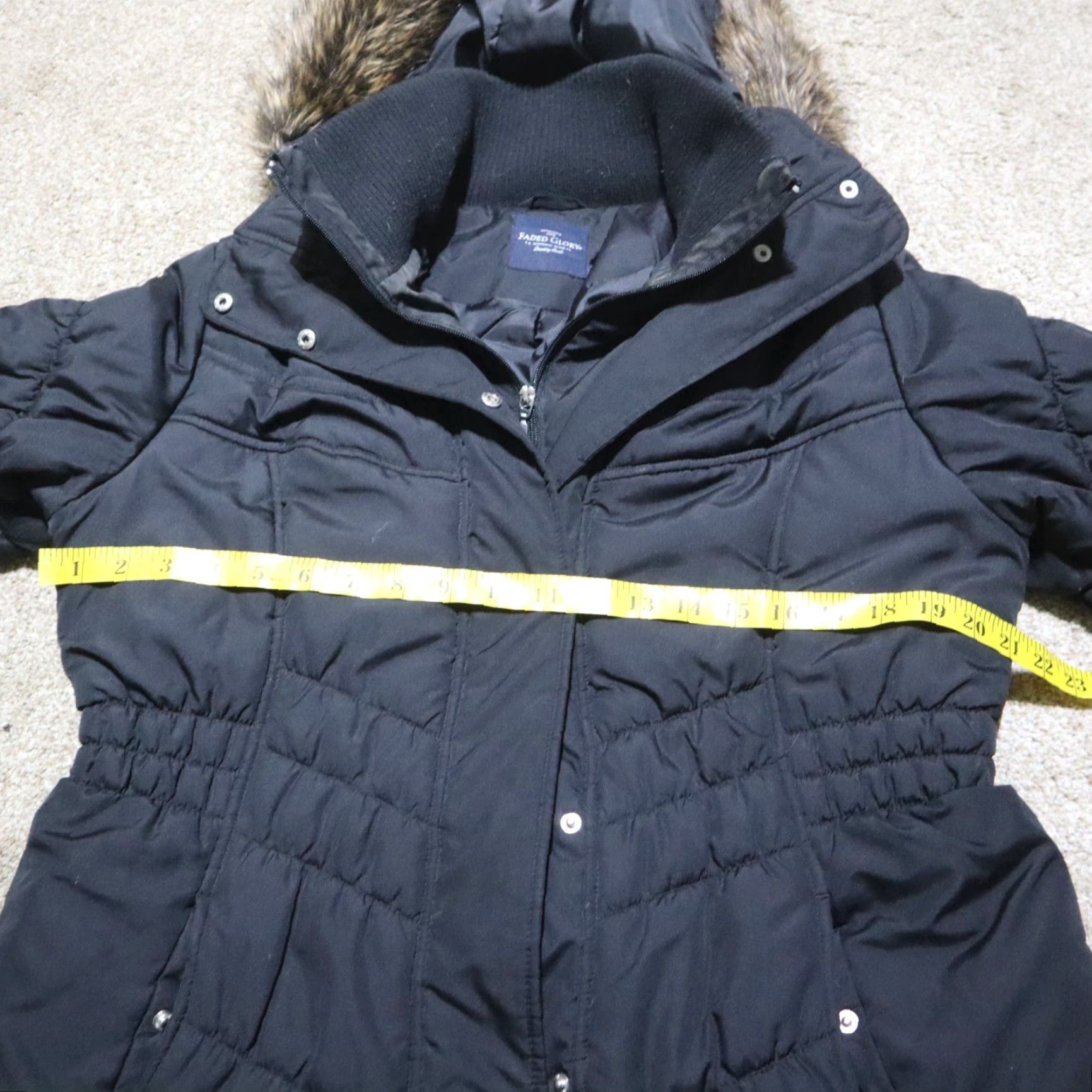 Faded Glory VINTAGE FADED GLORY Jacket Women M Black Bubble Hooded Fur Poly Fill Flax Glor y? Size M / US 6-8 / IT 42-44 - 6 Thumbnail