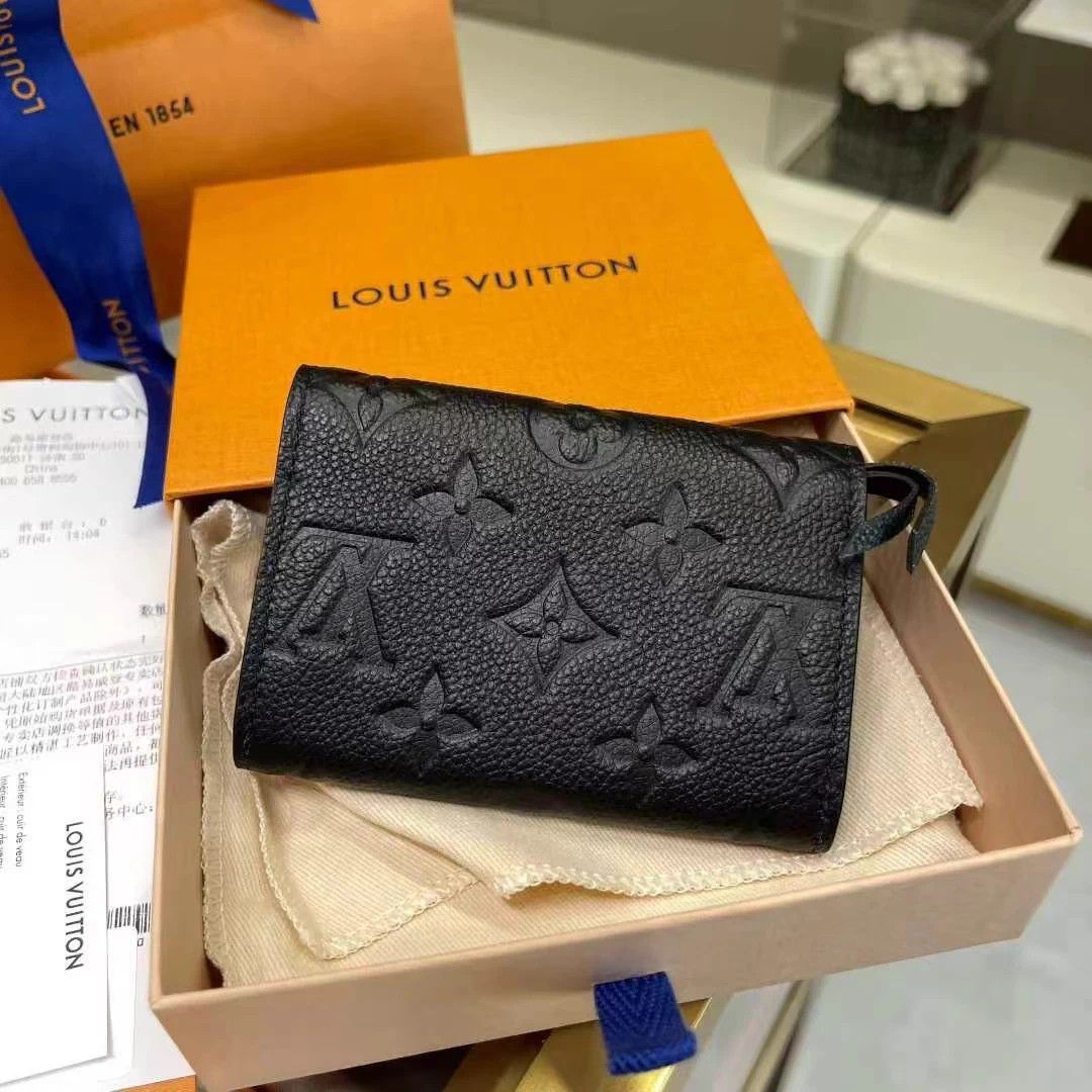 Louis Vuitton LV Rosalie short snap embossed leather cardholder black Size ONE SIZE - 3 Thumbnail