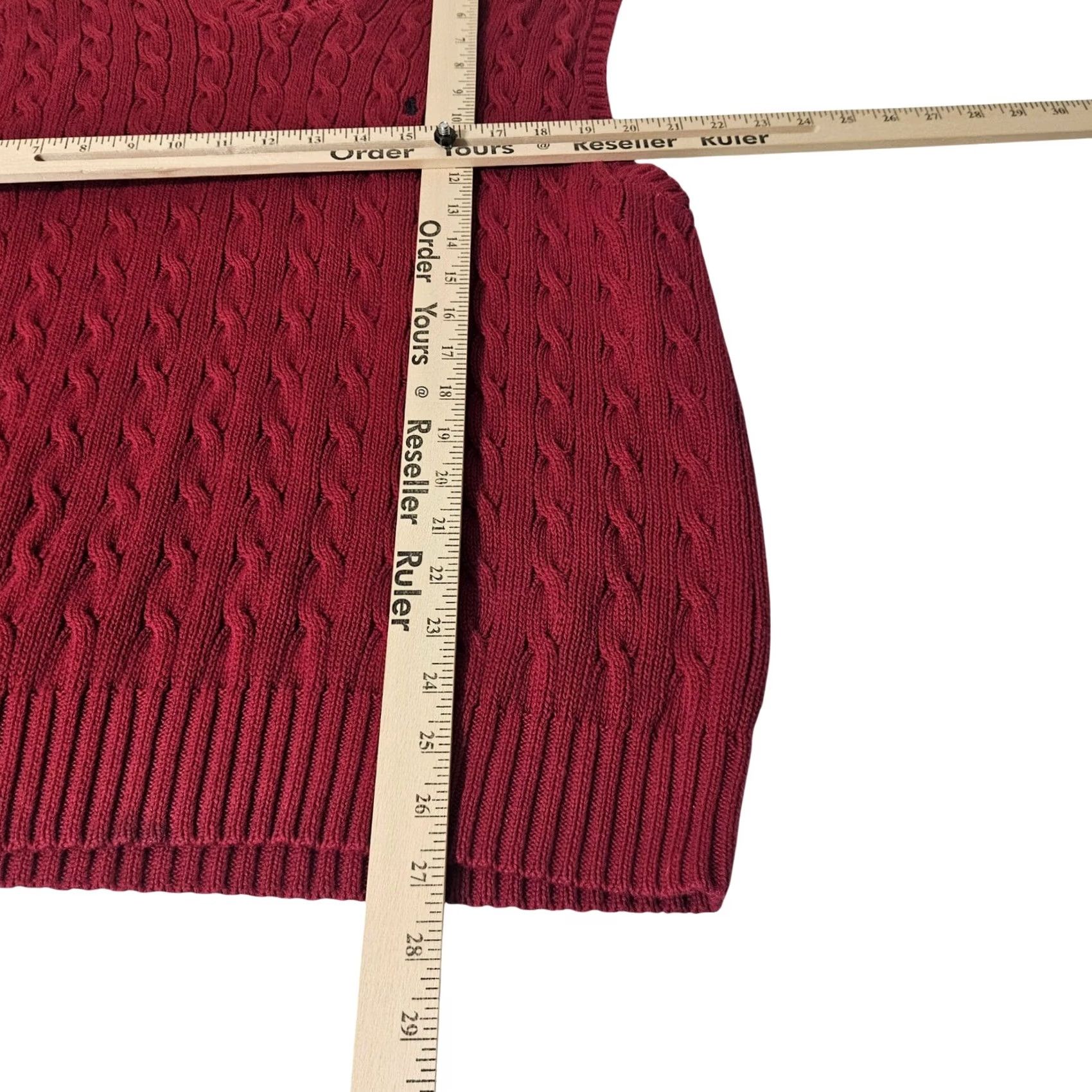Polo Ralph Lauren Polo Ralph Lauren Vest Mens Red Cable Knit V-Neck Pocketed All Seasons Classic Cotton XL Size US XL / EU 56 / 4 - 4 Thumbnail