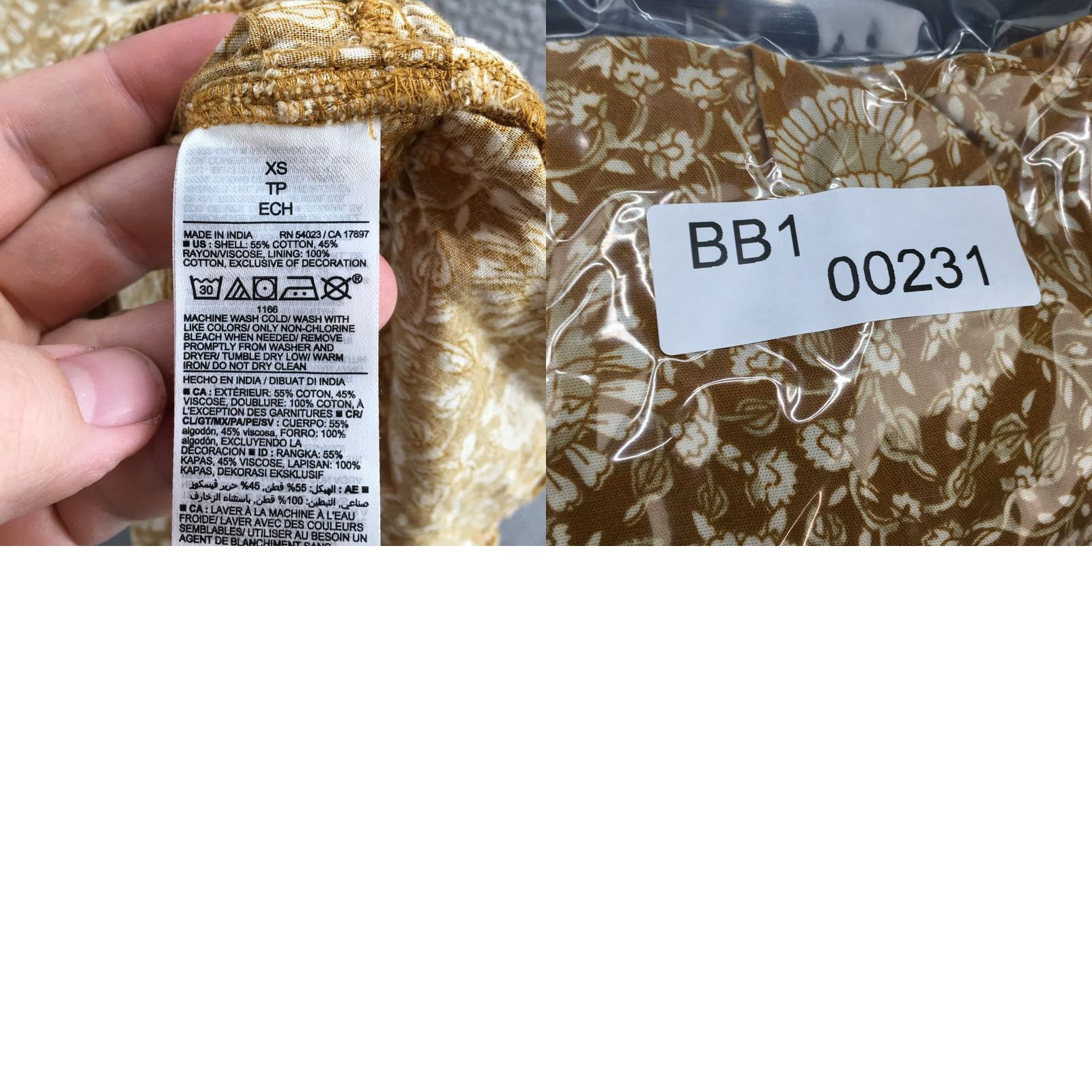 Old Navy Old Navy Dress Womens XS Mustard Floral Short Puff Sleeve Boho Peasant Tassel Size 26" / US 2 / IT 38 - 9 Thumbnail
