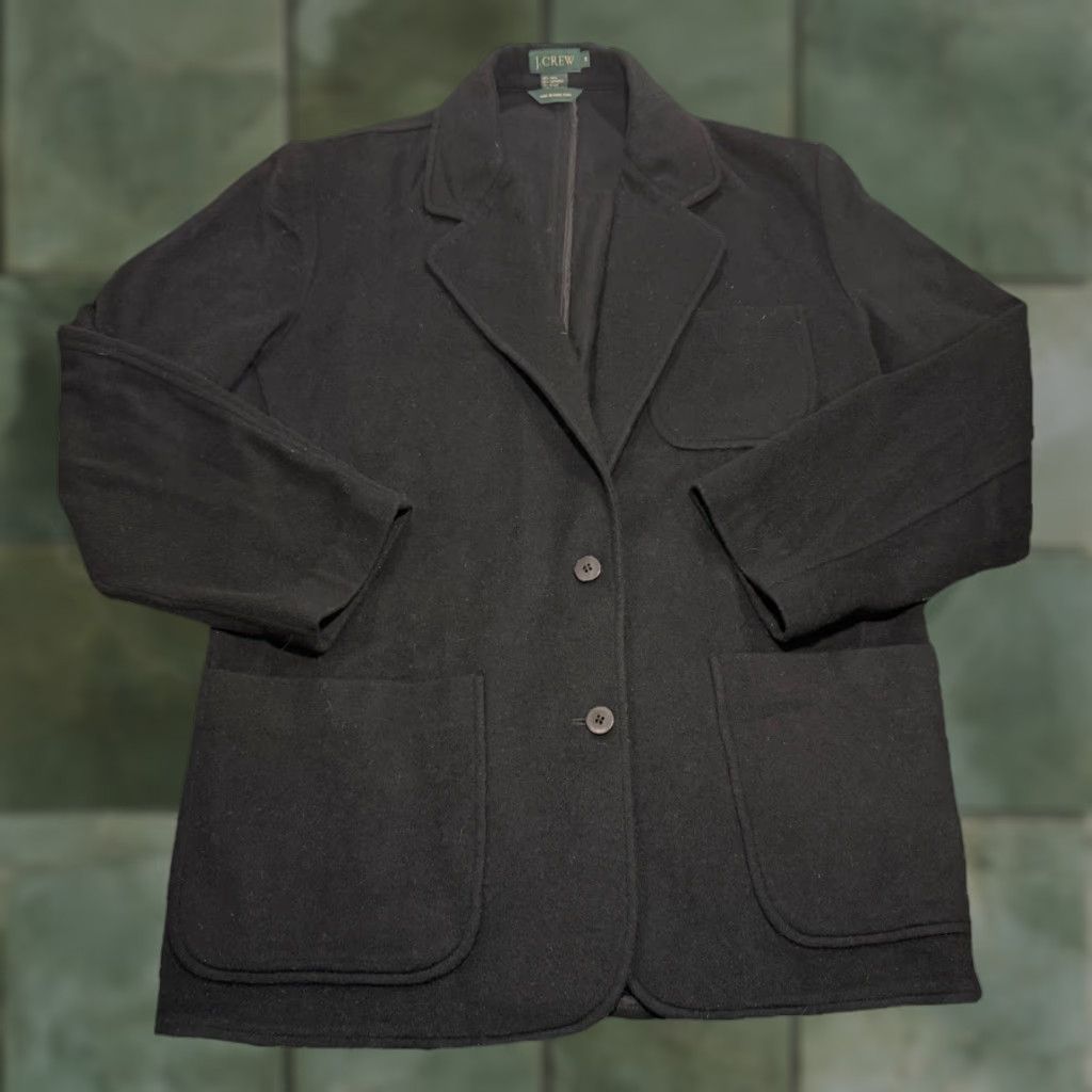 J.Crew J.CREW Blazer Women’s Adult M Black Cashmere Blend Oversized 2-Button Retro Winter Fall Spring Womens Size M / US 6-8 / IT 42-44 - 1 Thumbnail