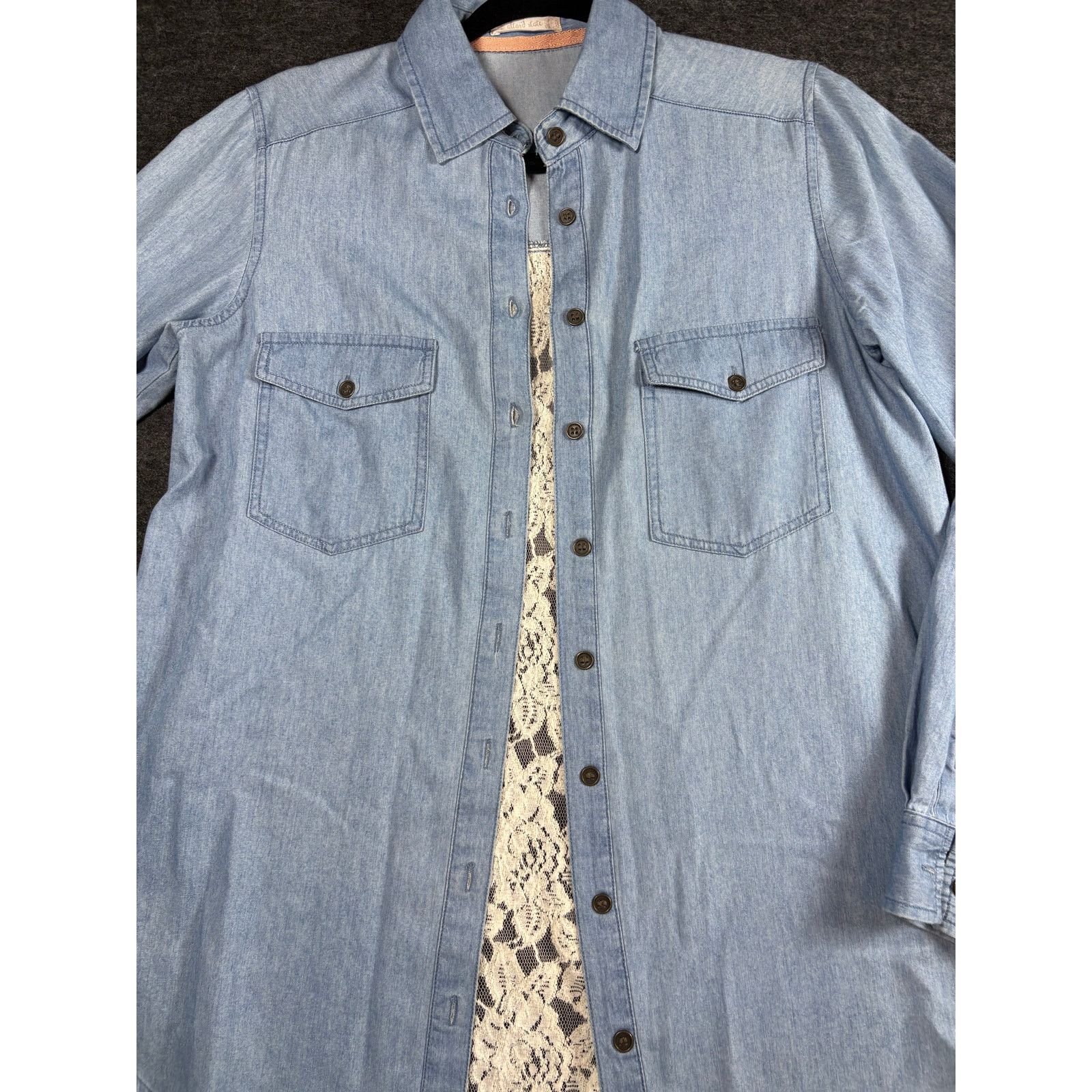 Other Dylan Blue Chambray Lace Back Shirt Womens Denim Top Size S / US 4 / IT 40 - 3 Thumbnail