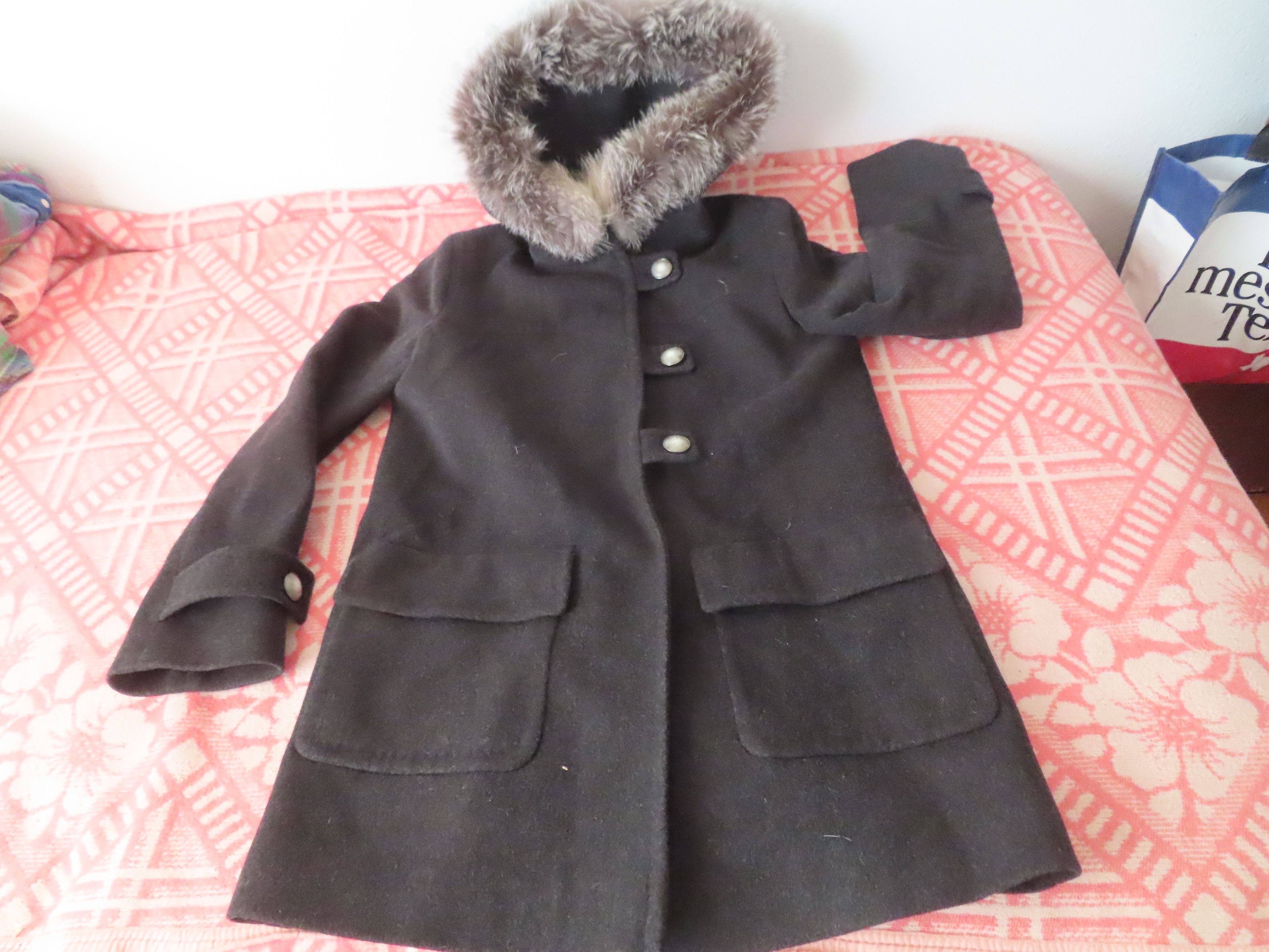 Designer × Loro Piana × Vintage FLEURETTE Loro Piana ITALY Wool Coat FOX FUR Hood Size M / US 6-8 / IT 42-44 - 1 Thumbnail