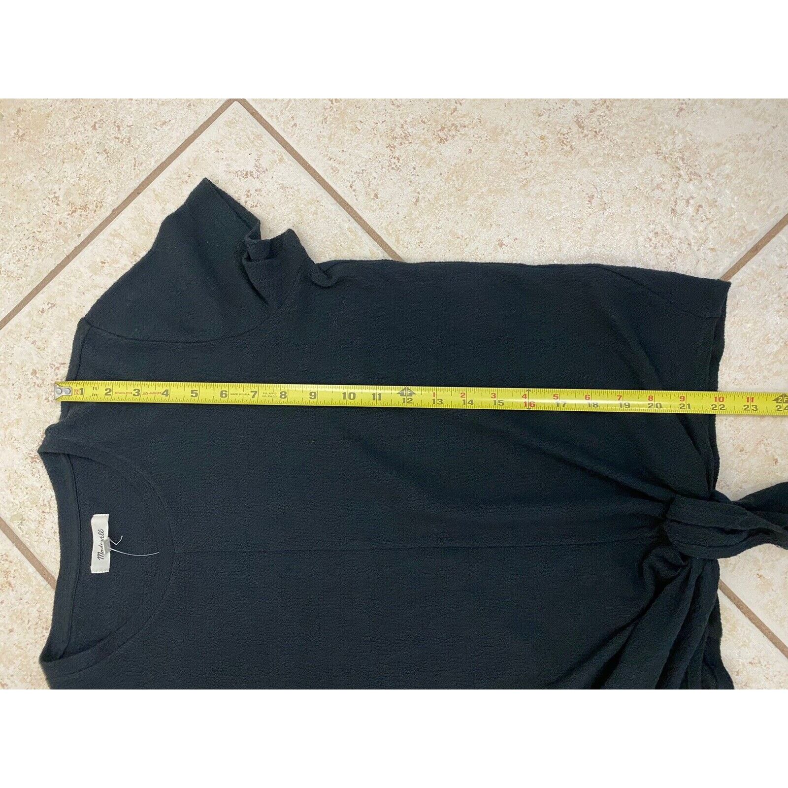 Madewell NWT Madewell Top Tie Front Solid Black Short Sleeve Shirt Size M / US 6-8 / IT 42-44 - 9 Thumbnail
