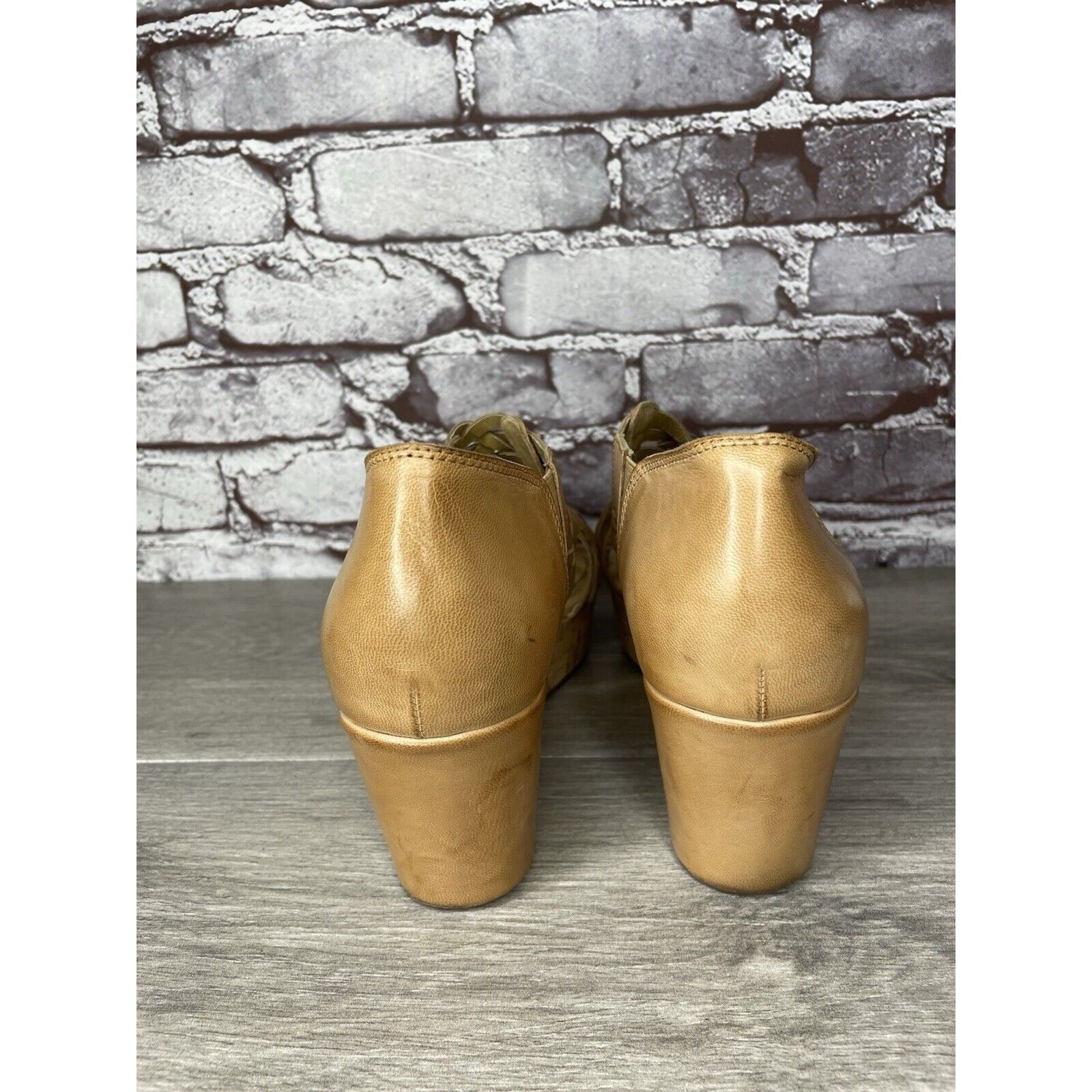 Other Chocolat Blu Web Tan Leather Woven Cork Wedge Platform Sanda Size US 9.5 / IT 39.5 - 4 Thumbnail