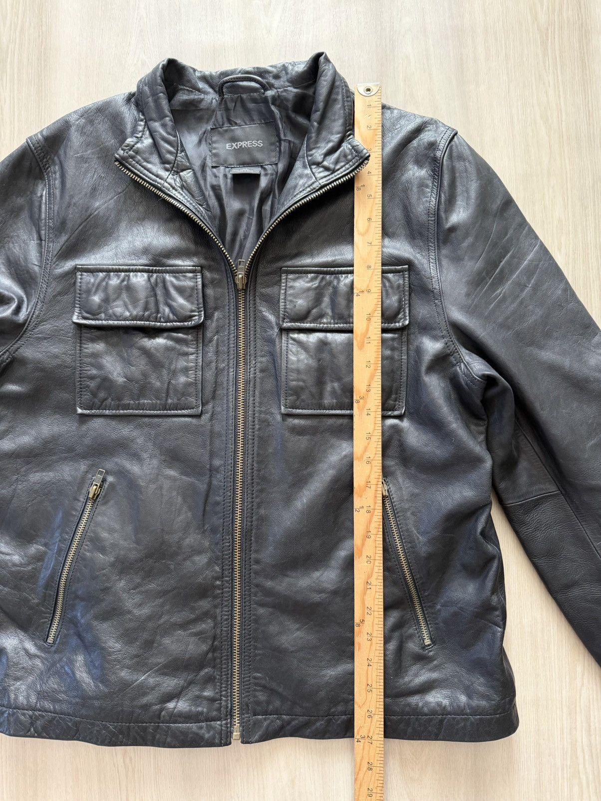Express Vintage 90s Express Leather Jacket Sz L Racer Moto Trucker Size US L / EU 52-54 / 3 - 7 Thumbnail