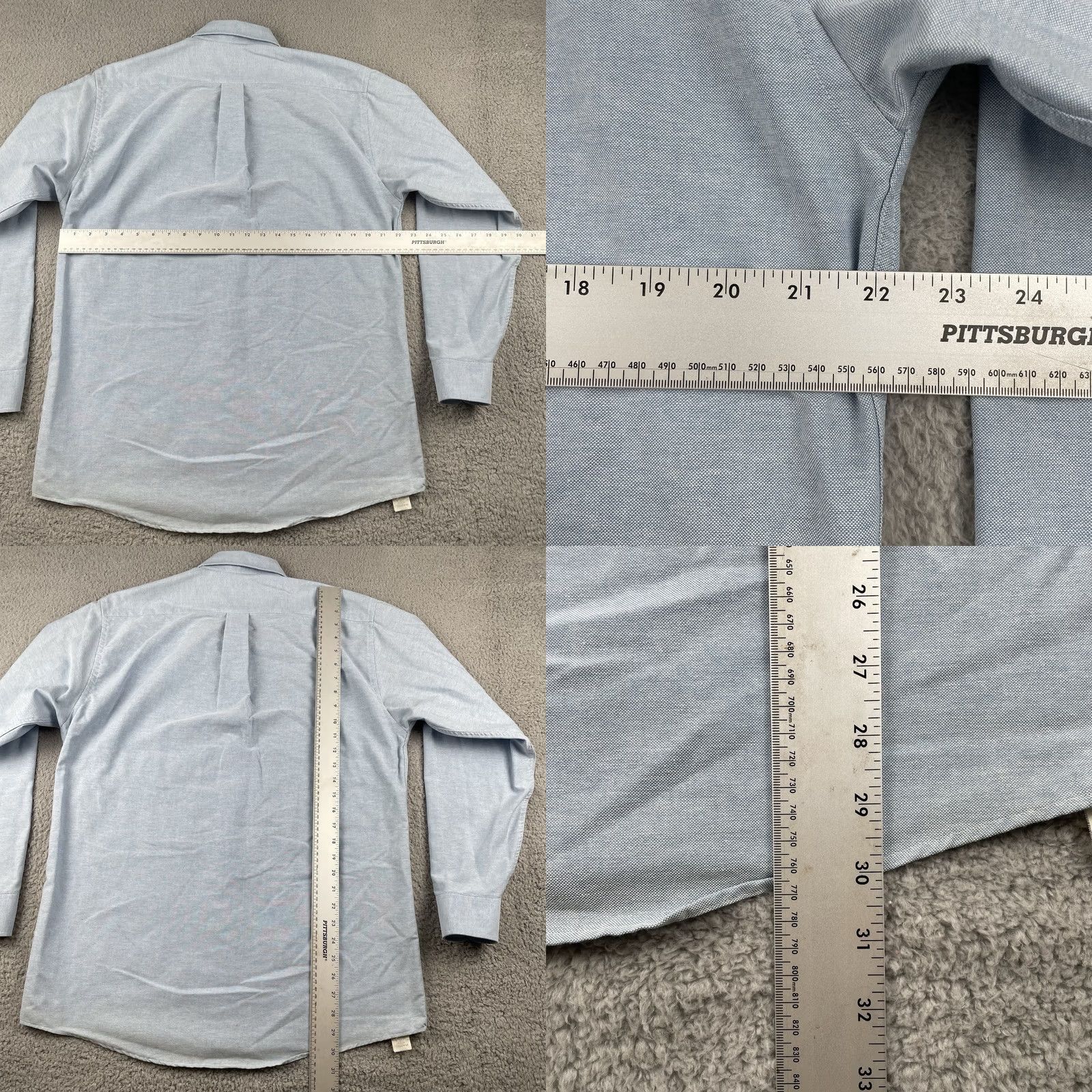 Vintage VINTAGE Manhattan Shirt Makers Button-Up Long Sleeve Mens Size L/XL Blue - 60/40 Cotton-Polyester Wrangler Free Wrinkle)/ Size US L / EU 52-54 / 3 - 9 Thumbnail