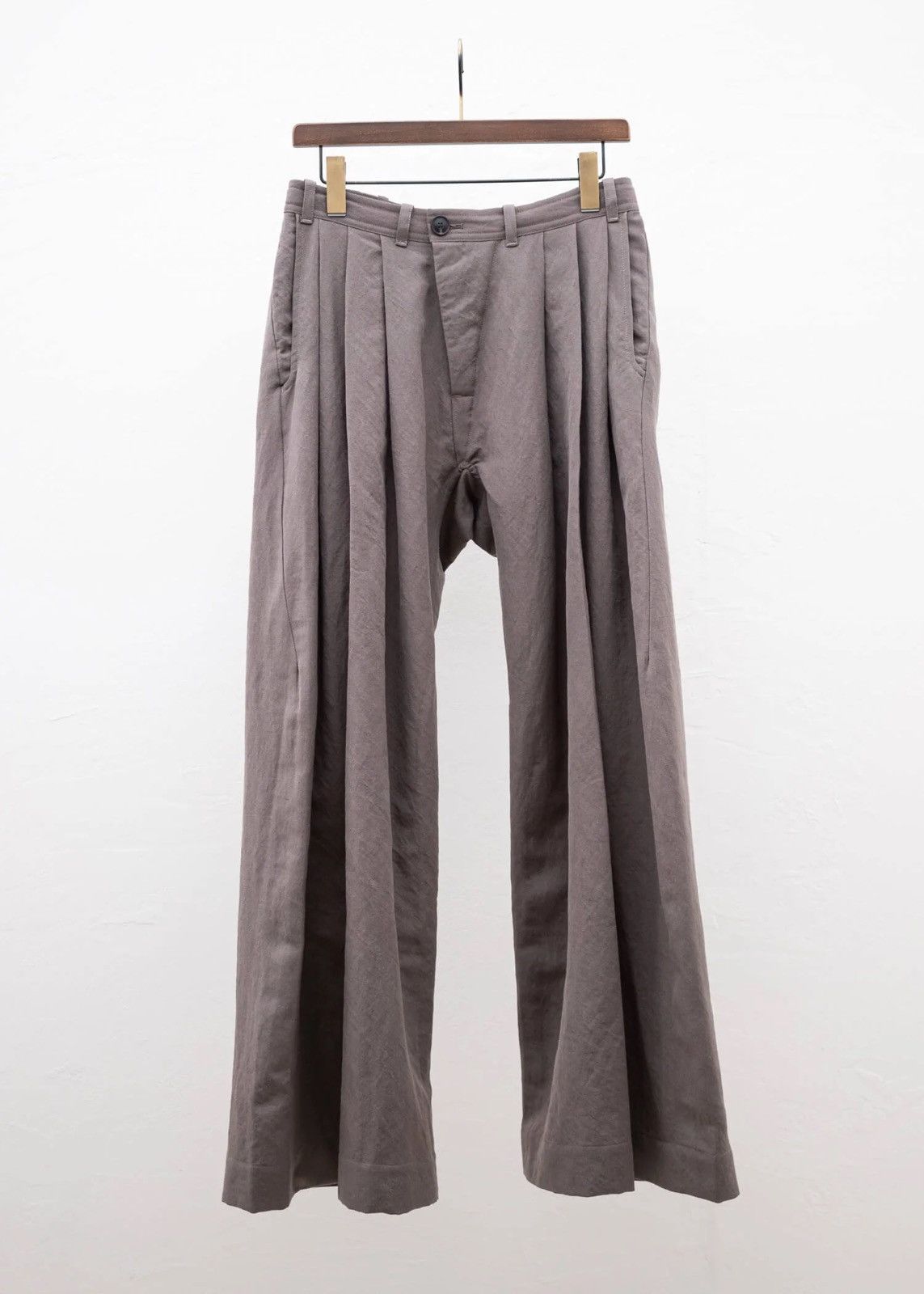 Jan Jan Van Essche Jan Jan Van Essche #76 Wide Pleated Dove Wool Linen Trousers Size US 30 / EU 46 - 1 Thumbnail