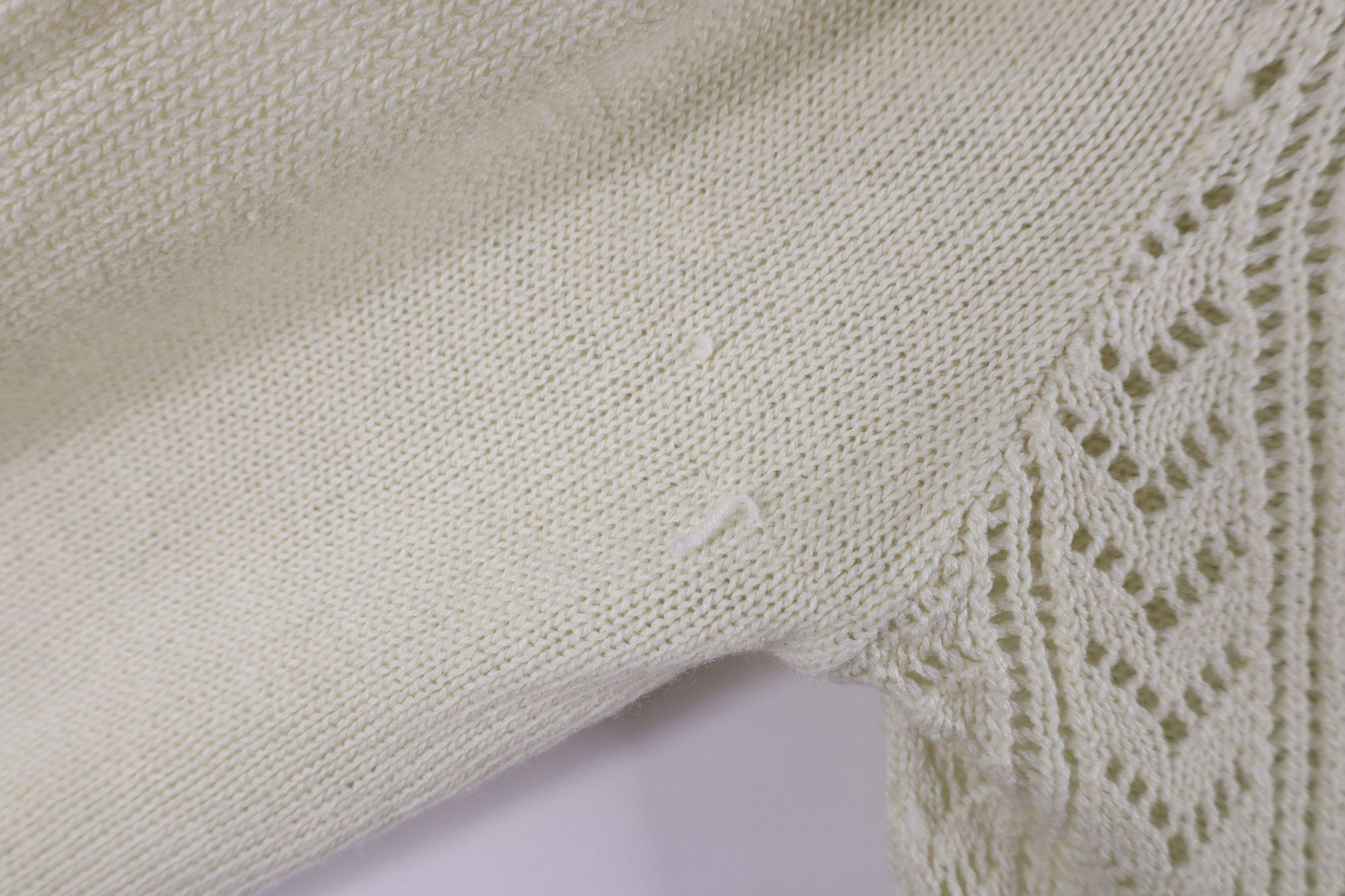 Vintage Vintage 70s Streetwear Ruffled Flower Knit Sweater Beige Size L / US 10 / IT 46 - 8 Thumbnail