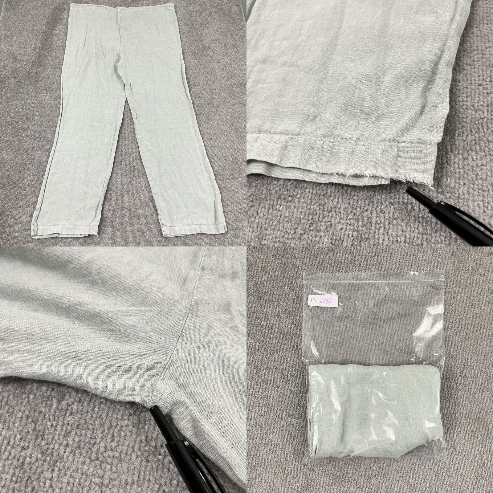 120% Lino VINTAGE 120% Lino Pants Womens Regular 48 Green Linen Wide Leg 30.5" Inseam Pockets Men... Size 34" / US 12 / IT 48 - 8 Thumbnail