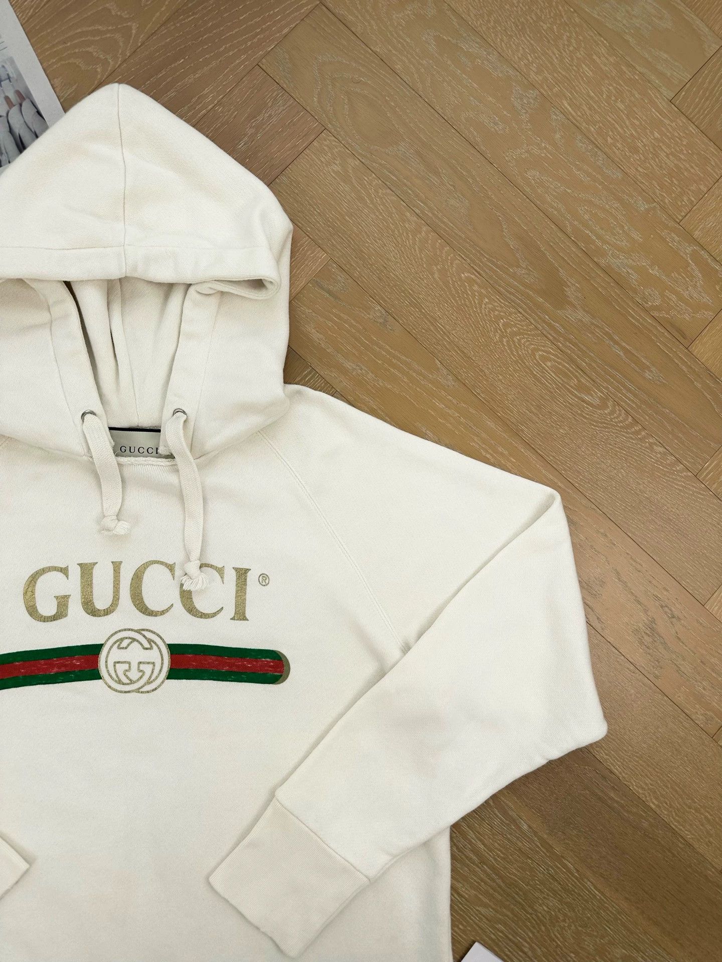 Gucci GUCCI beige unisex hoodie double dog print back distressed Size M / US 6-8 / IT 42-44 - 5 Thumbnail