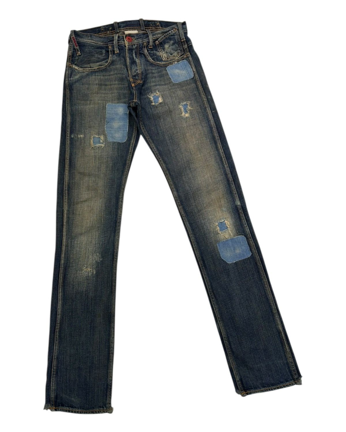 If Six Was Nine × Yasuyuki Ishii RIPPED🔥DISTRESSED DENIM PATCHWORK SLIM FIT CYCLE JEANS ITALY Size US 30 / EU 46 - 6 Thumbnail