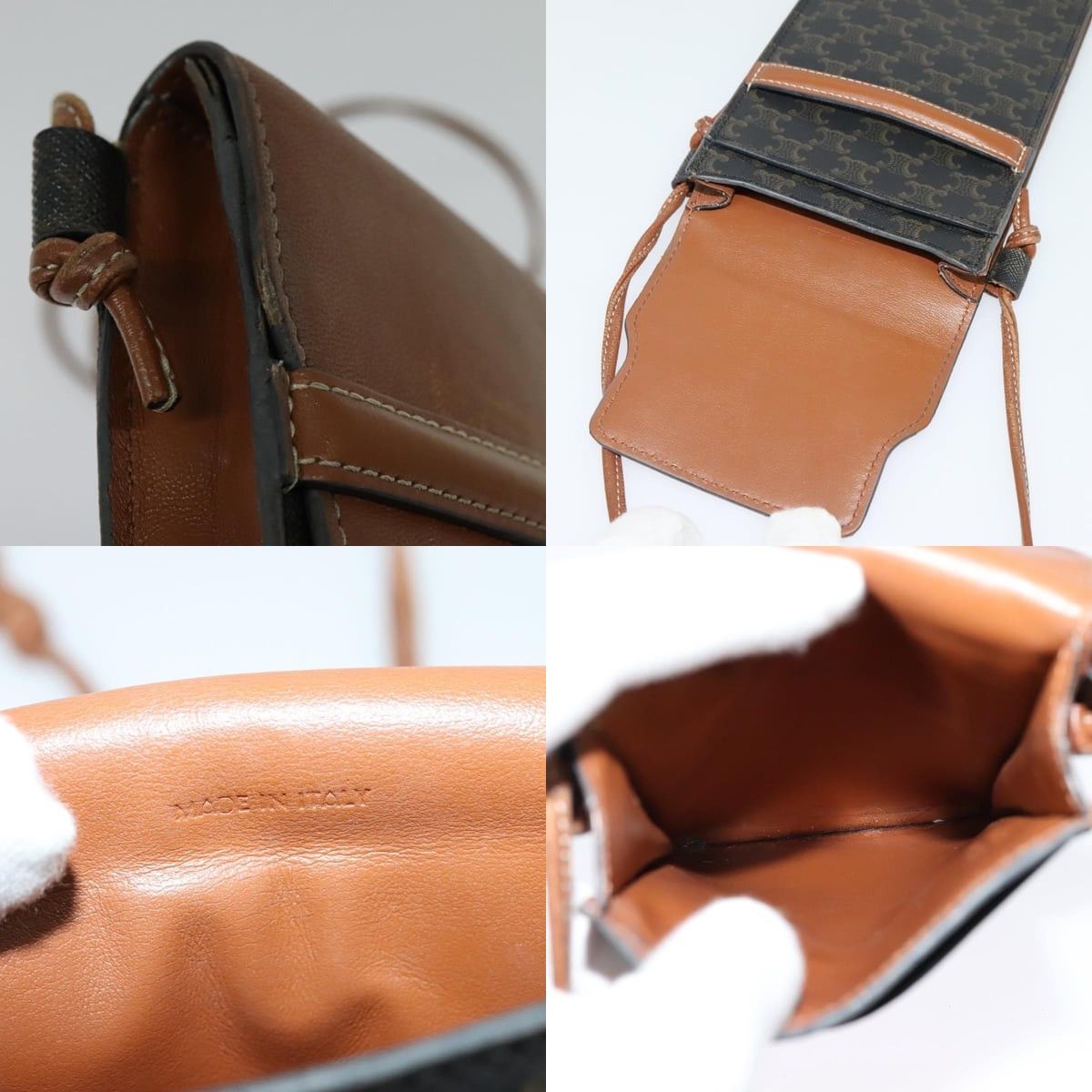 Celine CELINE Triomphe Cell Phone Case Shoulder Bag Pvc Black Size ONE SIZE - 11 Thumbnail