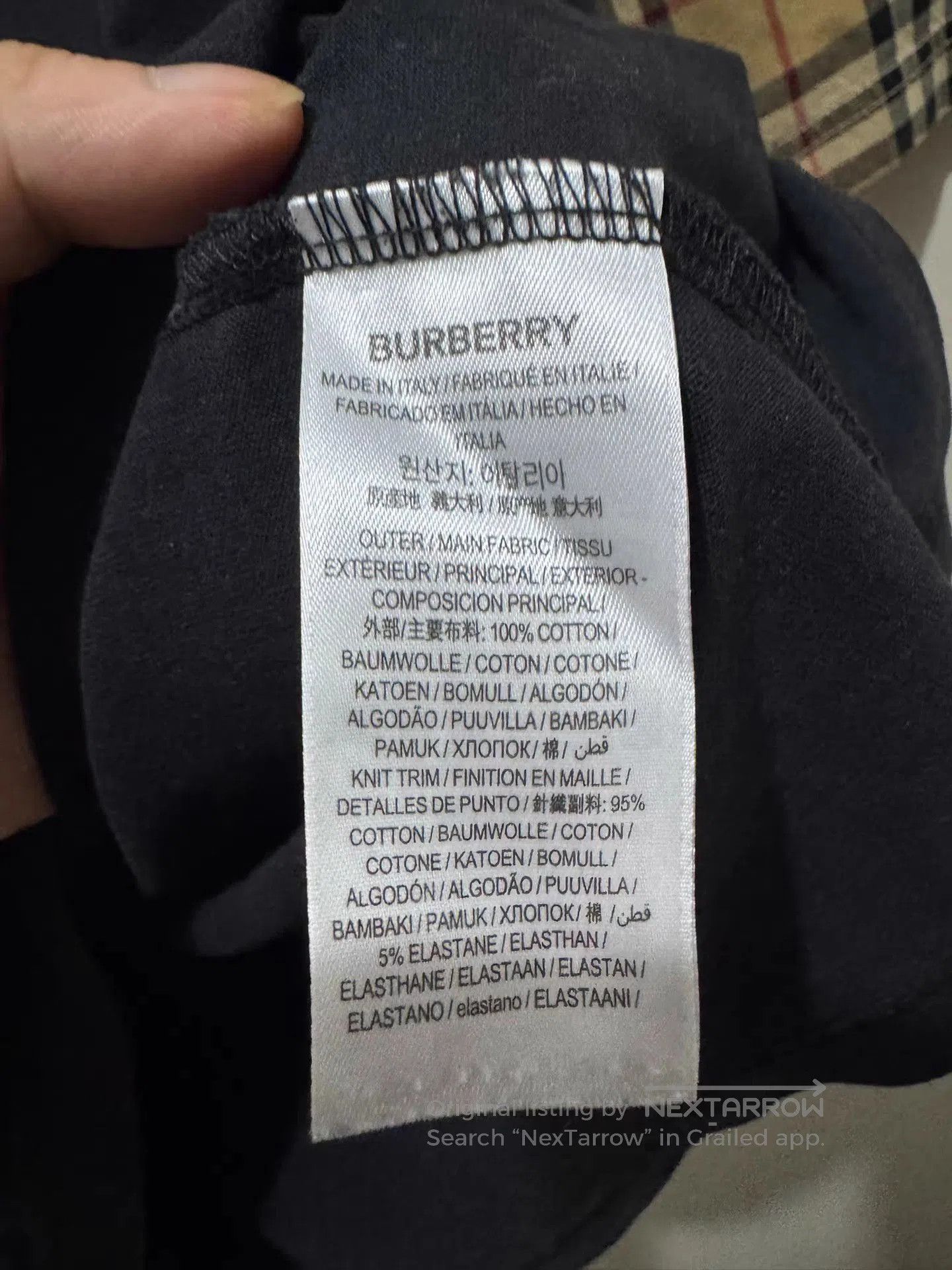 Burberry Black Short Sleeve Shirt with Plaid Sleeves. Size US M / EU 48-50 / 2 - 3 Thumbnail