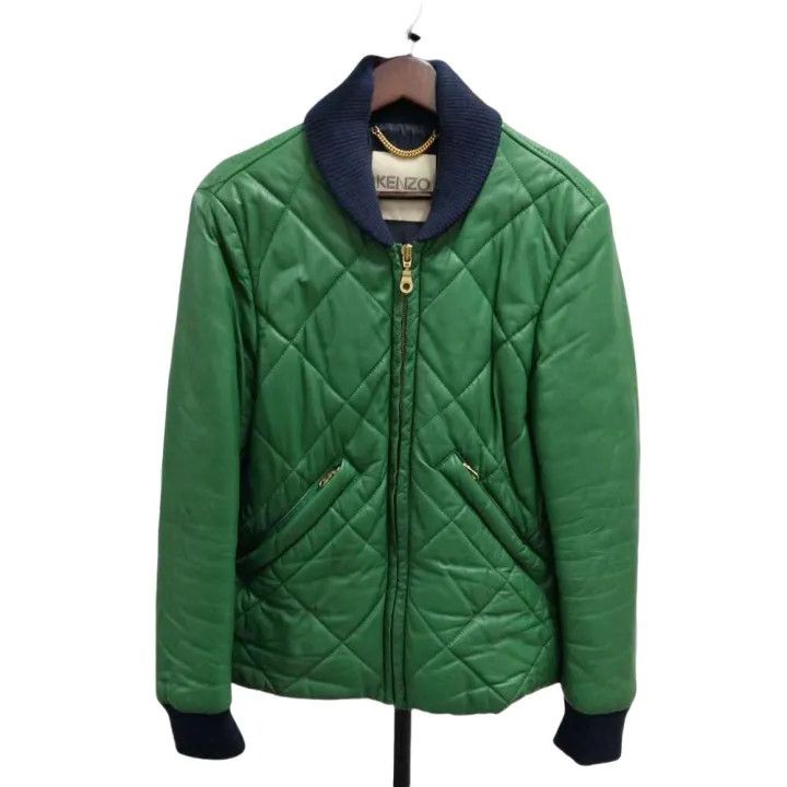 Kenzo KENZO Classic Comfortable Green Leather Jacket 0079 Size US M / EU 48-50 / 2 - 1 Thumbnail