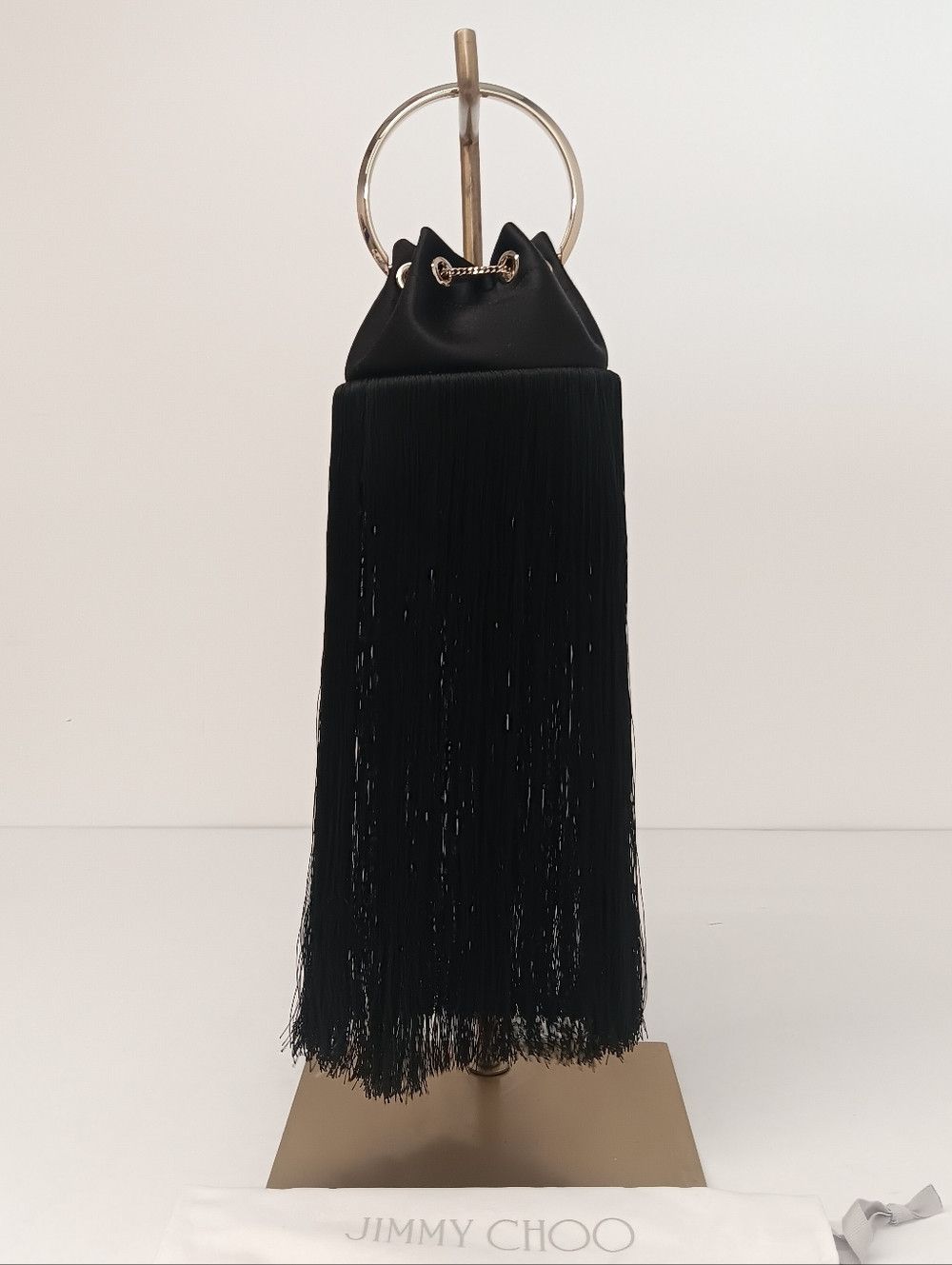 Jimmy Choo Jimmy Choo Bon Bon Small Fringed Satin Bucket Bag - Black Size ONE SIZE - 3 Thumbnail