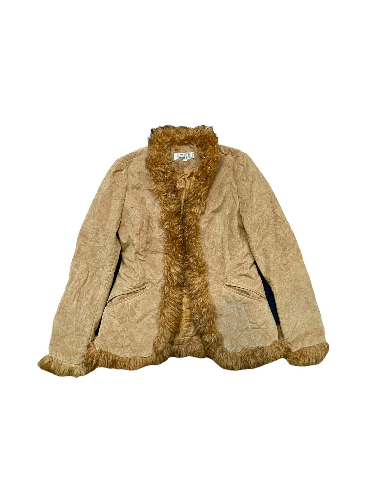Japanese Brand 2000s Hee Ya - Shearling Faux Leather Jacket Faux Mink Fur Size US M / EU 48-50 / 2 - 2 Thumbnail