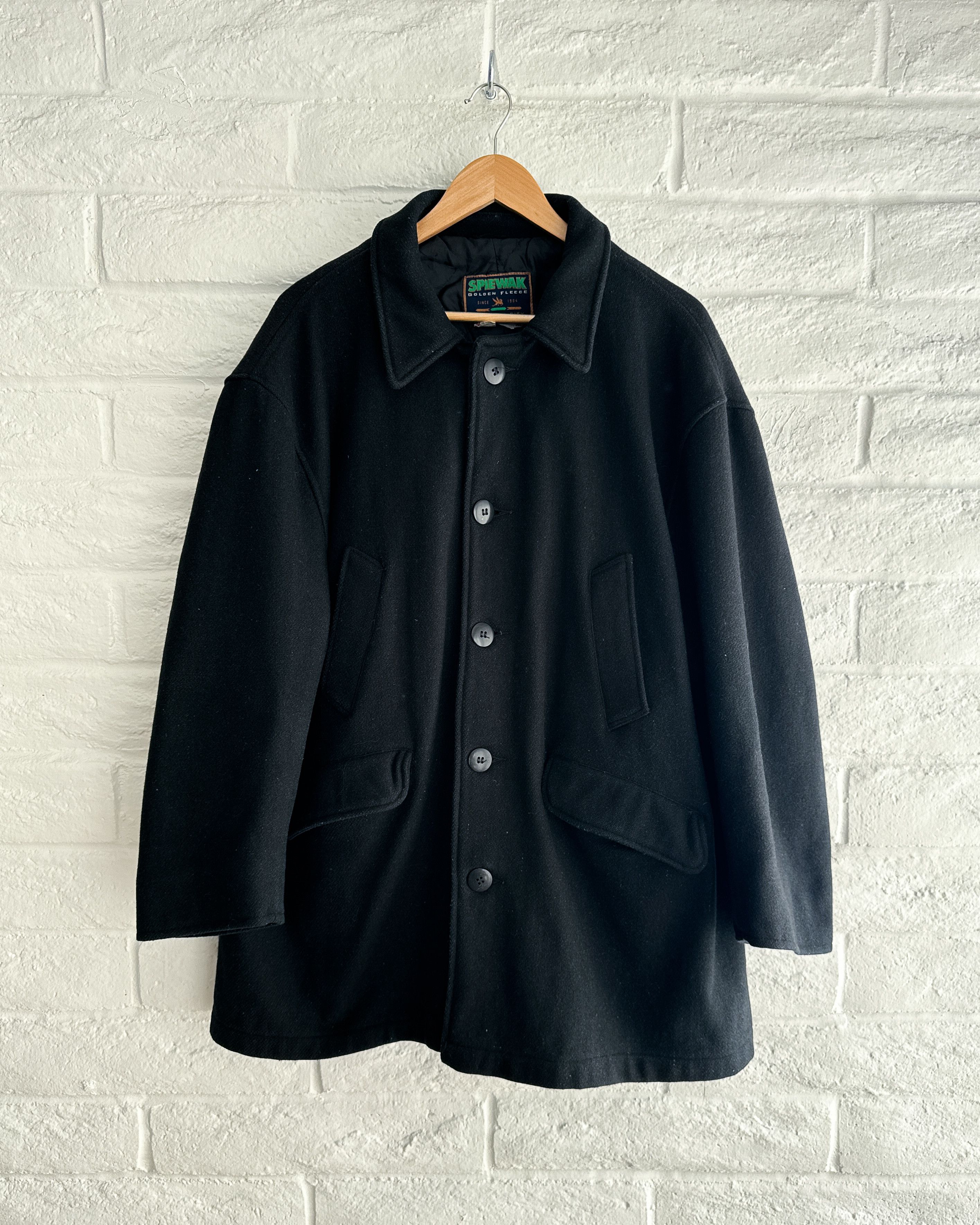 Vintage Vintage 1980s Spiewak Wool Pea Coat Black Men's XL Preppy Size US XL / EU 56 / 4 - 1 Thumbnail