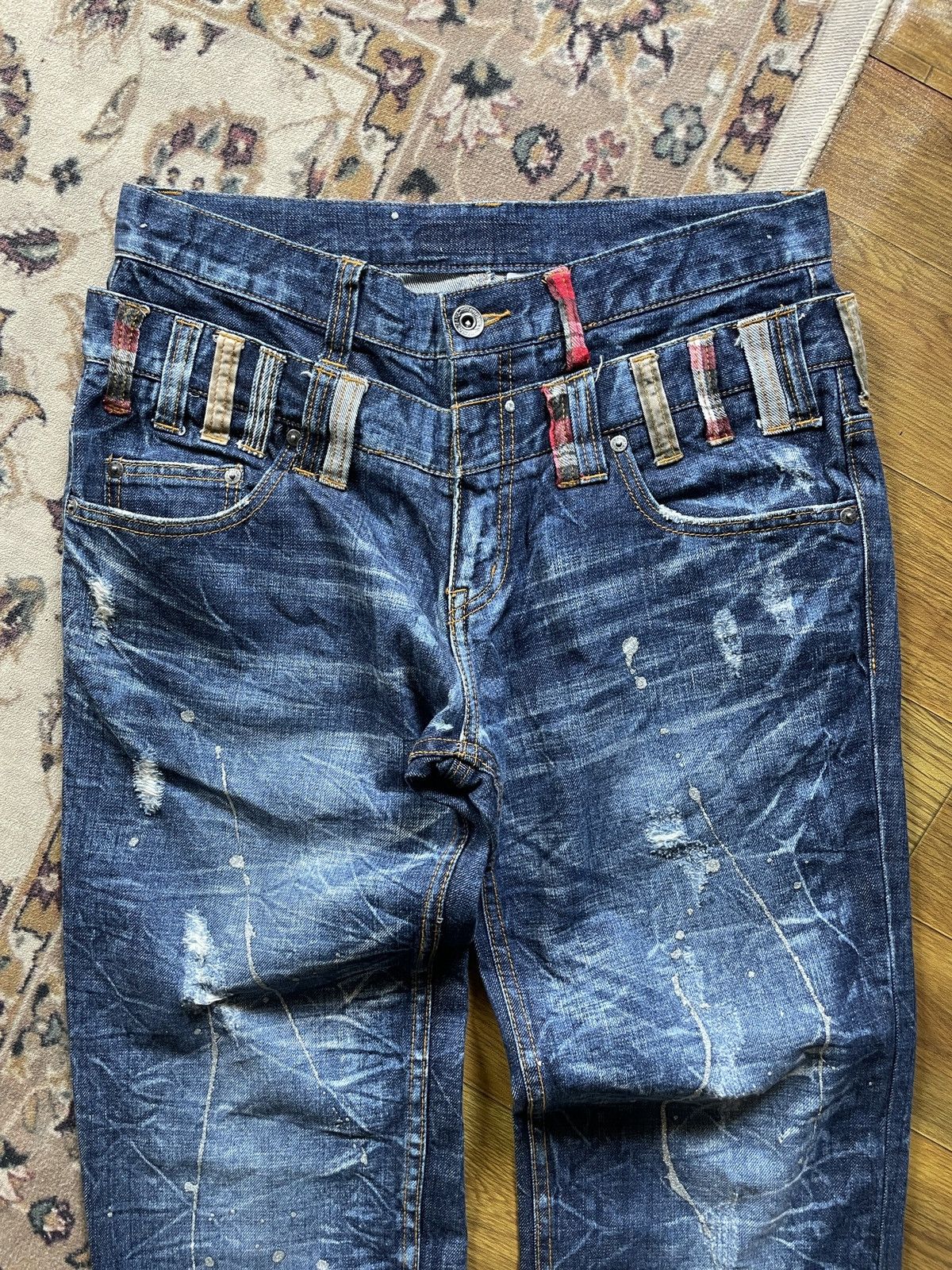 Japanese Brand × Vintage Double Waist Jeans Splash Size US 33 - 3 Thumbnail