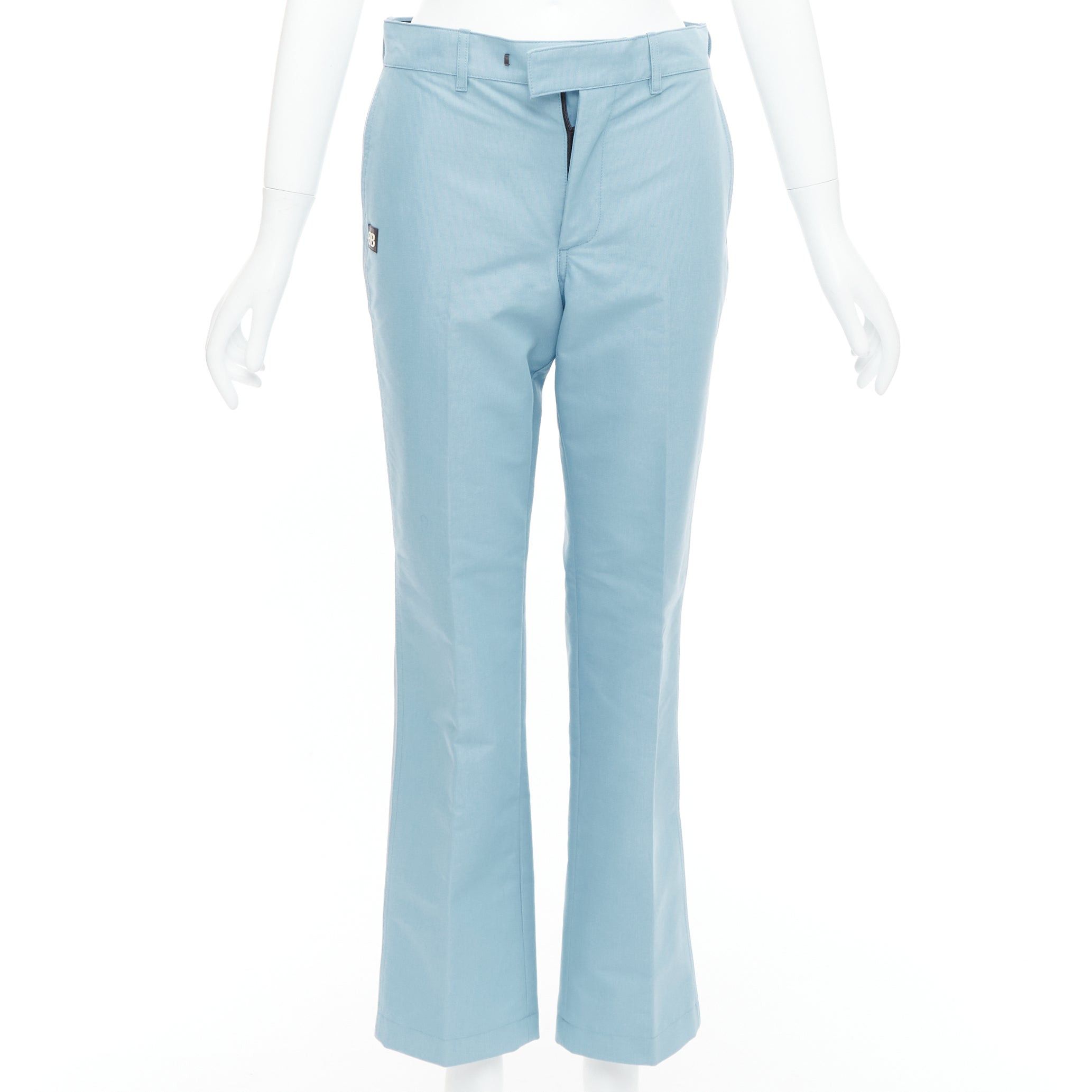 Balenciaga BALENCIAGA Demna 2017 light blue BB rubber logo tapered trousers FR34 XS Size 26" / US 2 / IT 38 - 1 Thumbnail