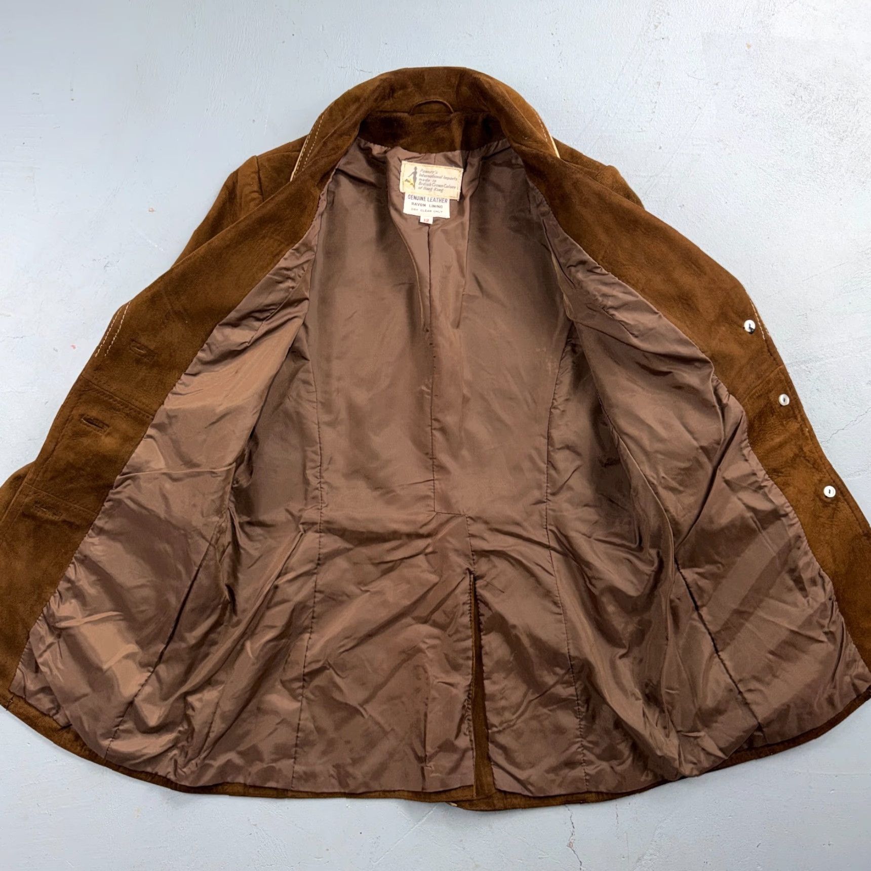 JCPenney VTG Penneys 70s Suede Leather Button Up Jacket Brown Boho Hippie Western Sz 12 Jacket Mens Womens Size XL / US 12-14 / IT 48-50 - 2 Thumbnail