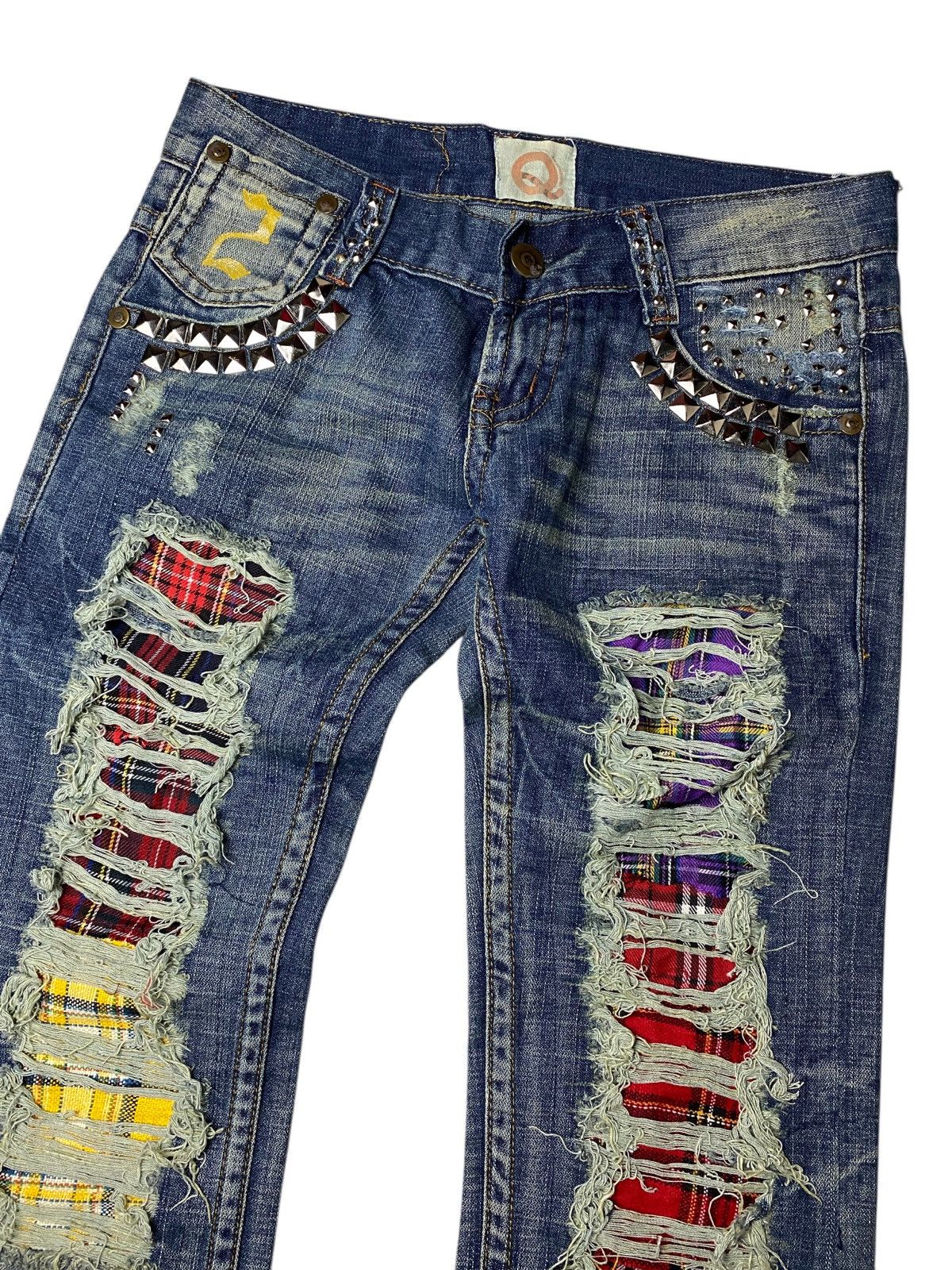 If Six Was Nine 2000's Q Seawash Studded Flared Jeans Size US 27 - 3 Thumbnail
