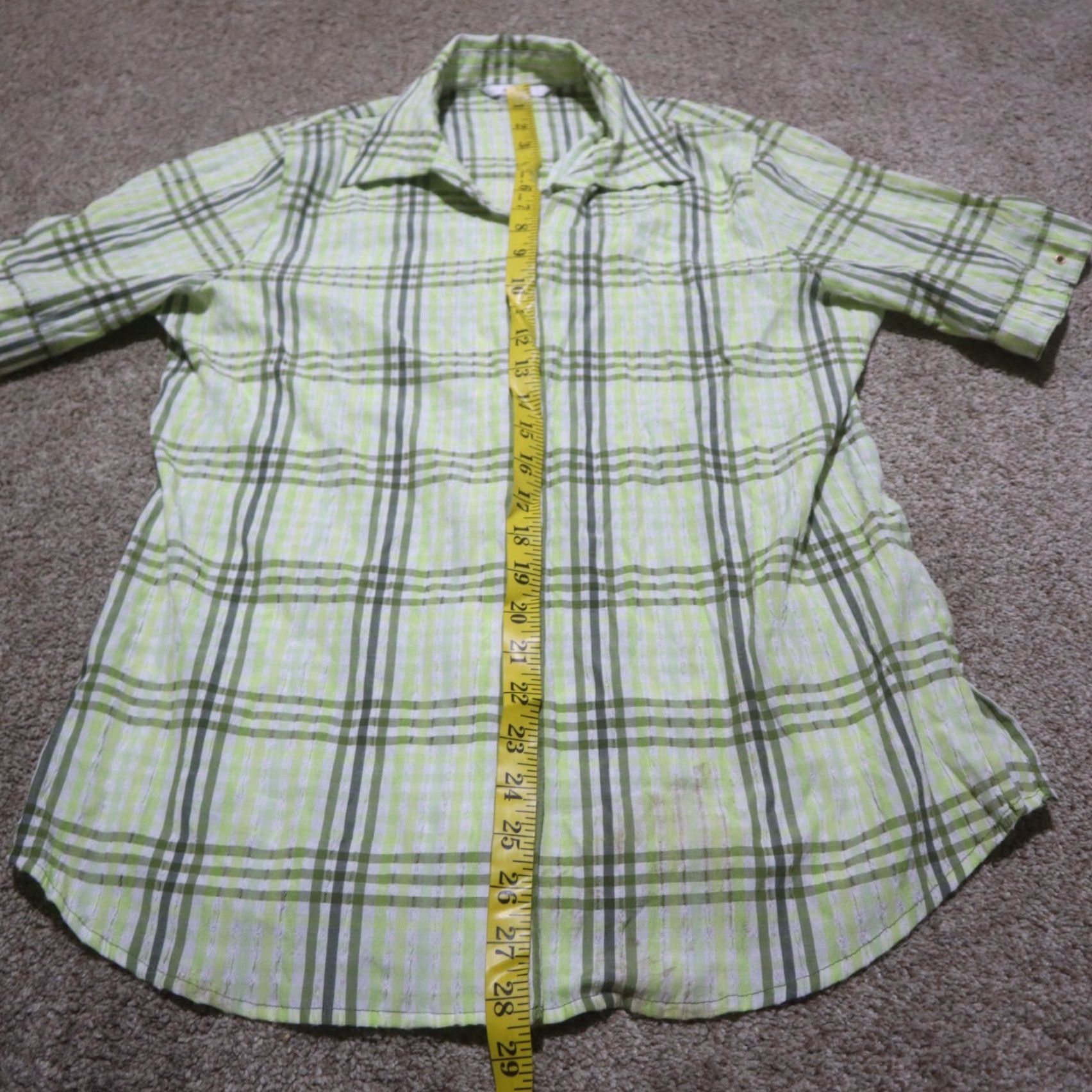 Vintage Ladies ALIA Yellow Plaid Short Sleeve Shirt Women 10 Casual Button-Up Check 90s? Size L / US 10 / IT 46 - 6 Thumbnail