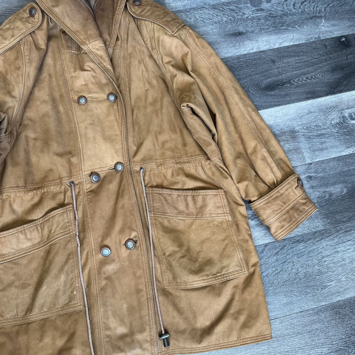 Vintage Vintage Sea Dream Hooded Leather Buttoned Barn Chore Jacket Size US L / EU 52-54 / 3 - 4 Thumbnail