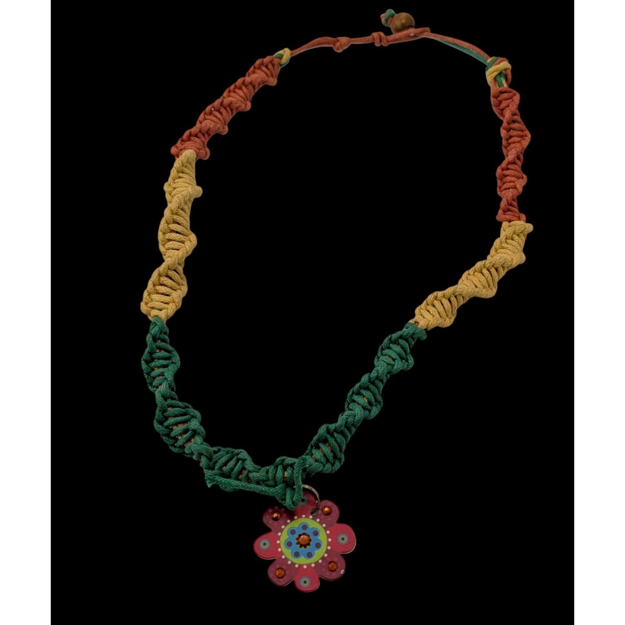 Handmade Handmade BFF Multicolor Macrame Necklace With Flower Charm Size ONE SIZE - 1 Thumbnail