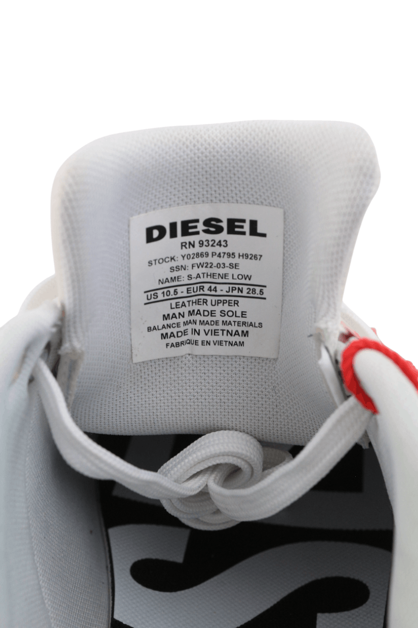 Diesel S-ATHENE LOW EU44 White Leather Lace Light Logo 40554 Size US 10.5 / EU 43-44 - 12 Thumbnail