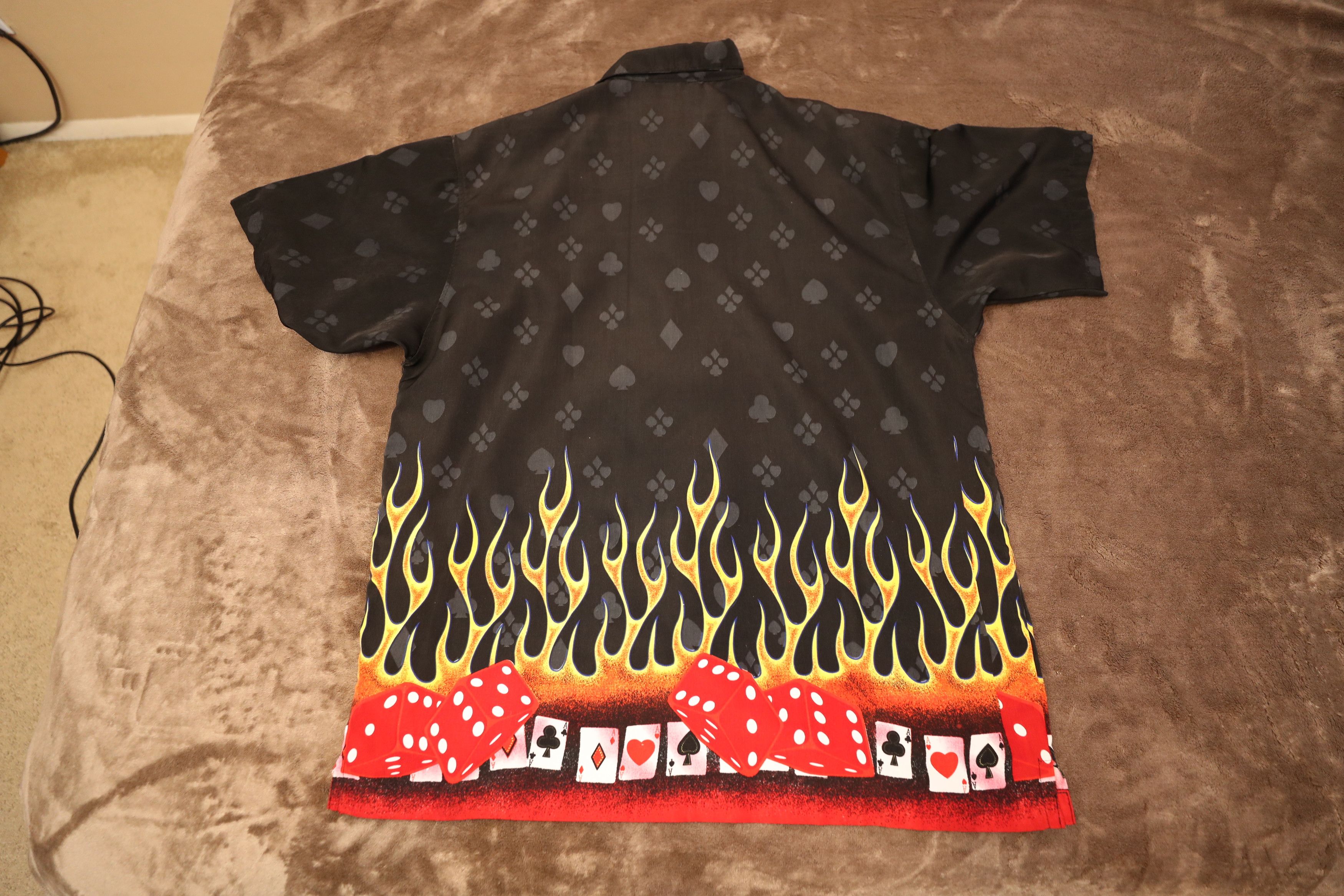 Vintage Vintage Las Vegas Flames Dice Gambling Bowling Shirt (L) Size US L / EU 52-54 / 3 - 12 Thumbnail