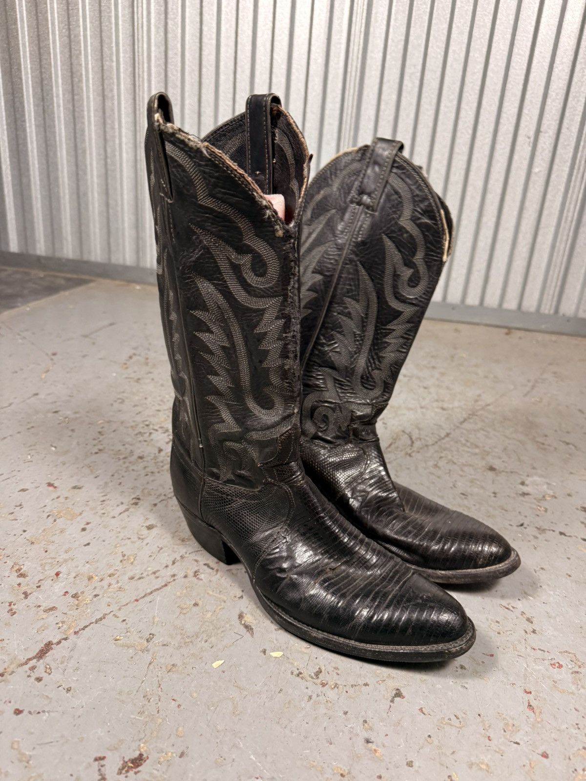 Justin Boots 80s Vintage Justins Lizard Skin Made in Usa Cowboy Boots Size US 8.5 / EU 41-42 - 2 Thumbnail