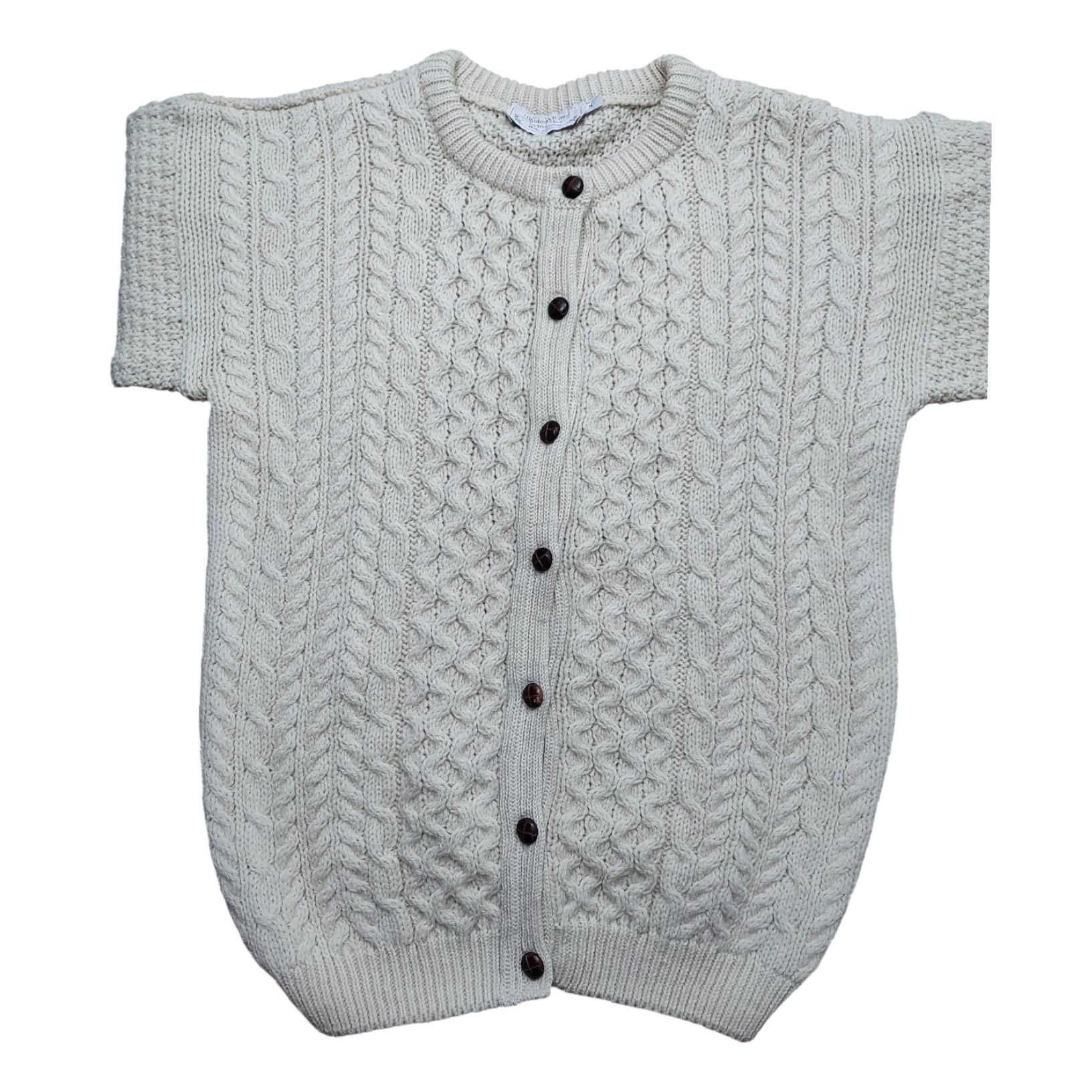 Highland 2000 VINTAGE Highland Cardigan Womens Wool Cable-Knit Sweater Crew Neck M Ivory 90s Nordic Outdoor Size M / US 6-8 / IT 42-44 - 2 Thumbnail