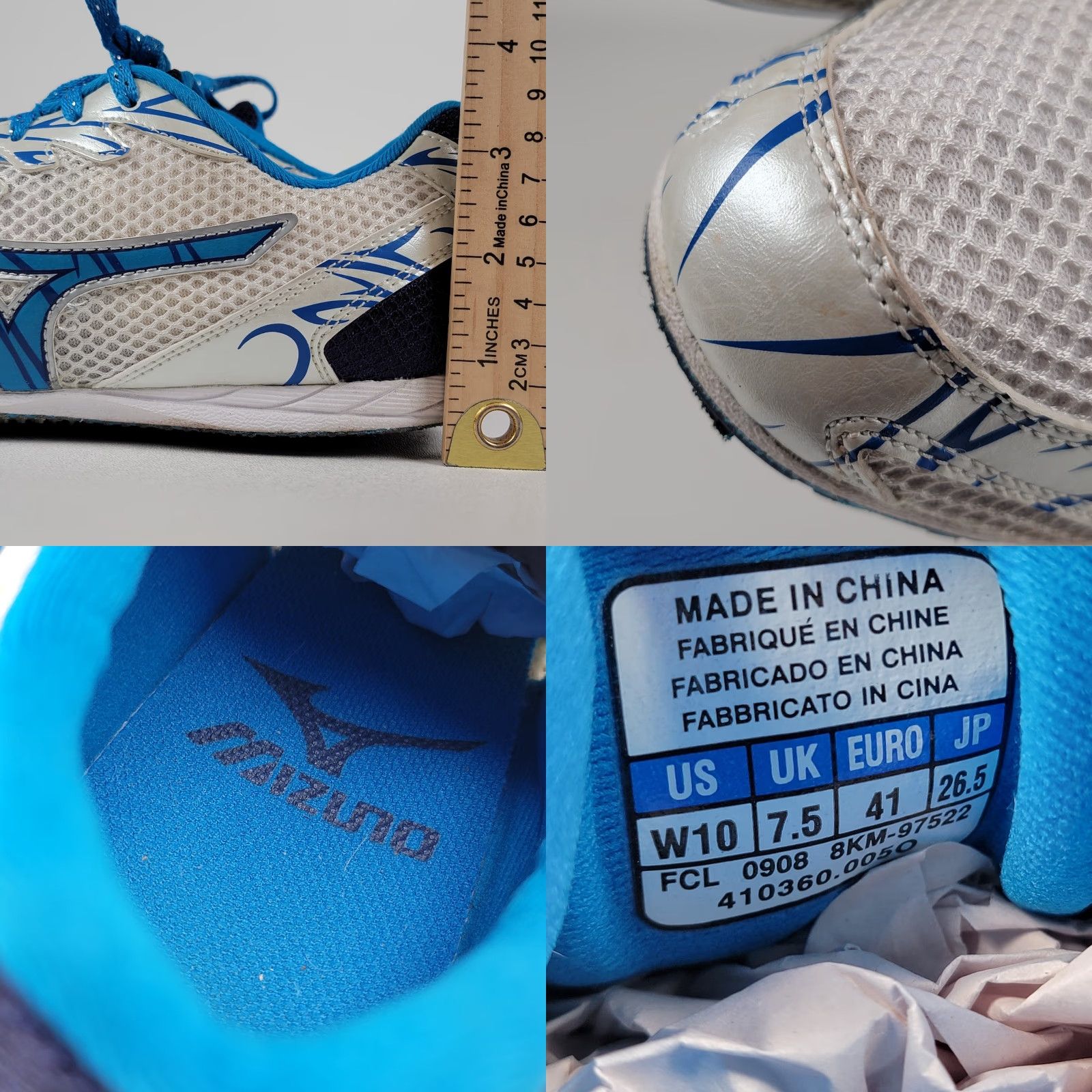 Mizuno Mizuno Women’s Track Shoes Multicolor Lace Spikes Blue White Neon Sneakers US 10 EU 41 Womens Track & Field Shoes Size US 8 / IT 38 - 8 Thumbnail