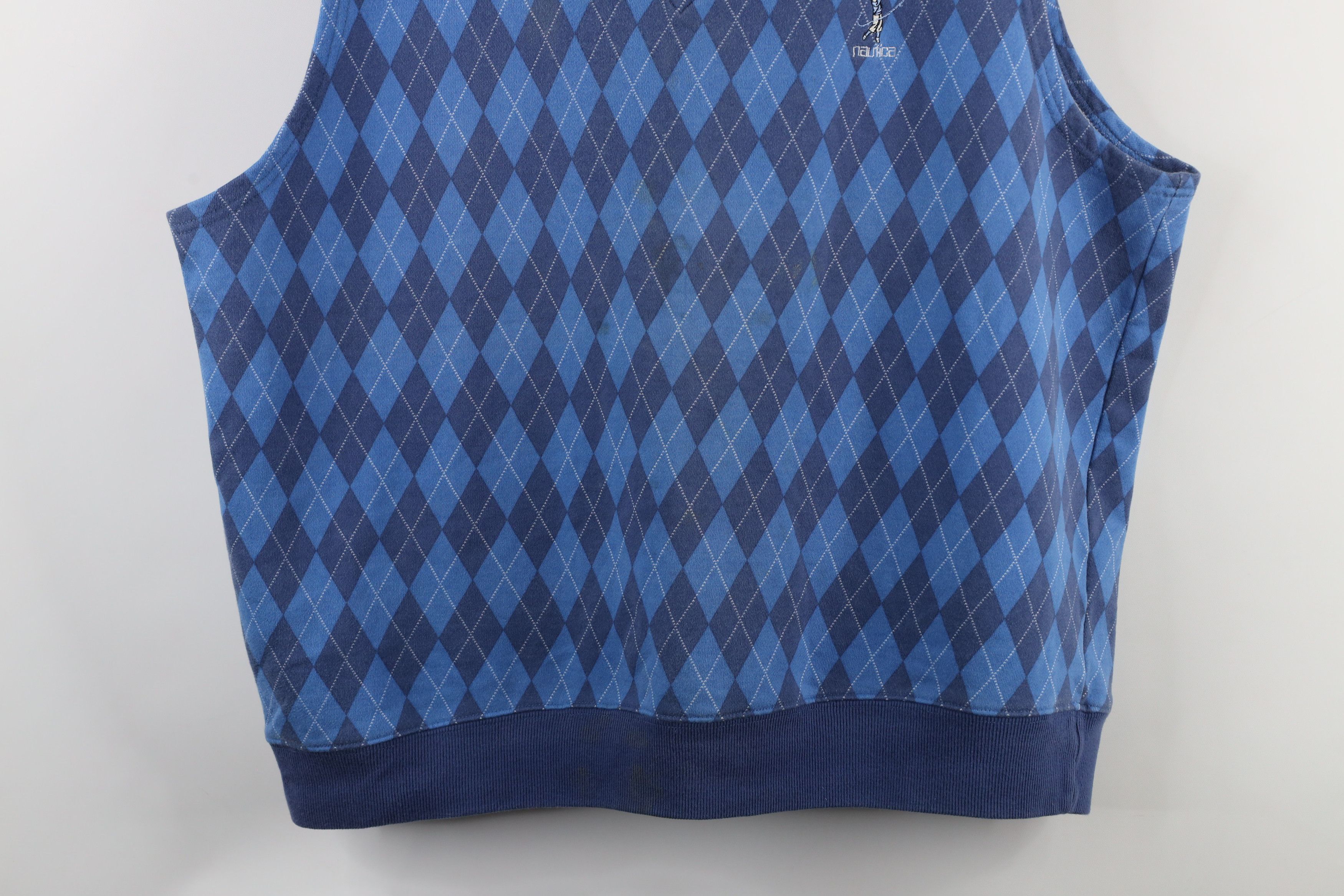 Nautica × Vintage Vintage 90s Nautica Spell Out Argyle Diamond Sweater Vest Size US XL / EU 56 / 4 - 3 Thumbnail