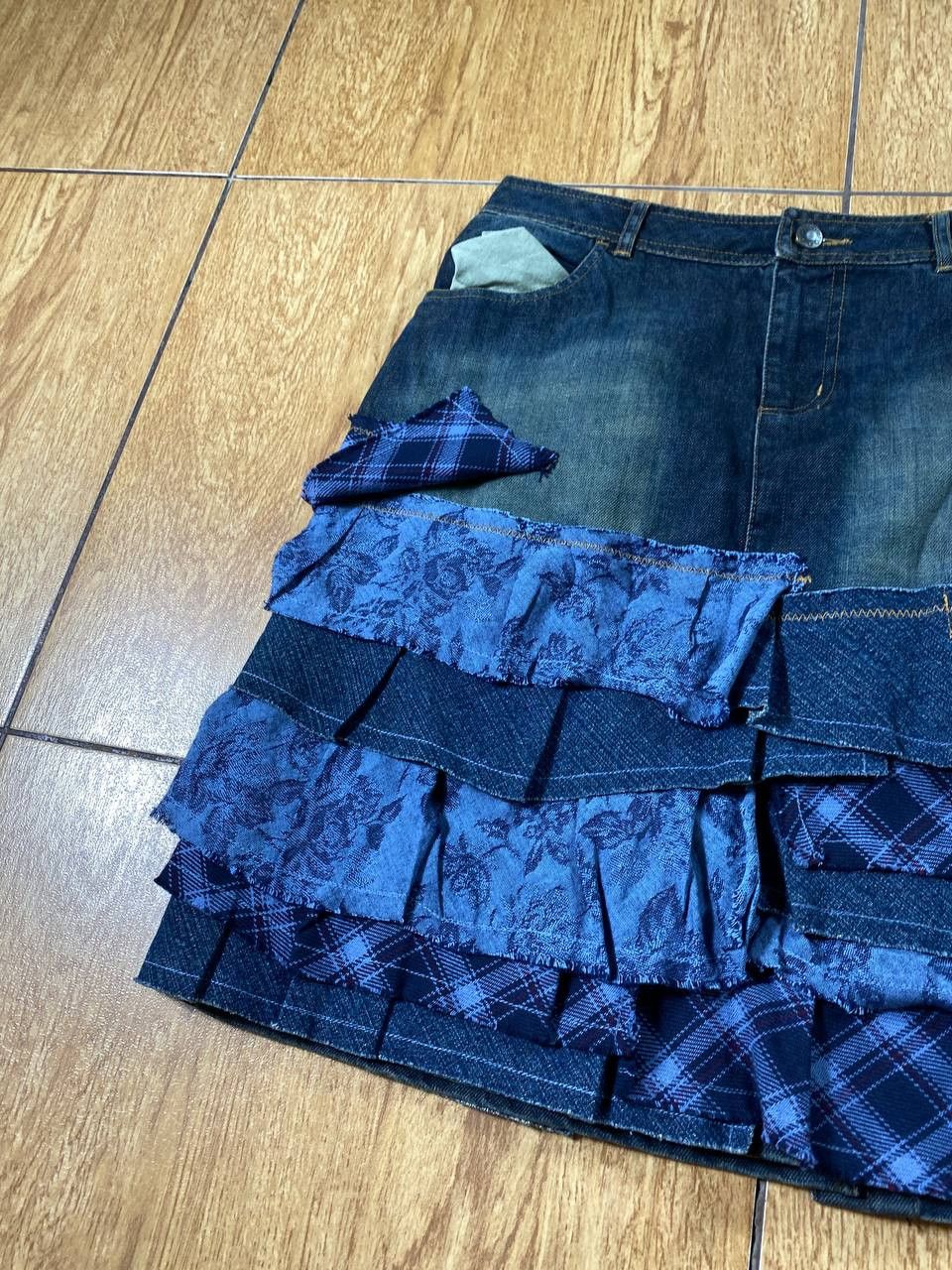 Vintage Y2K Bondage Zip Denim Maxi Mini Skirt Size 30" / US 8 / IT 44 - 14 Thumbnail