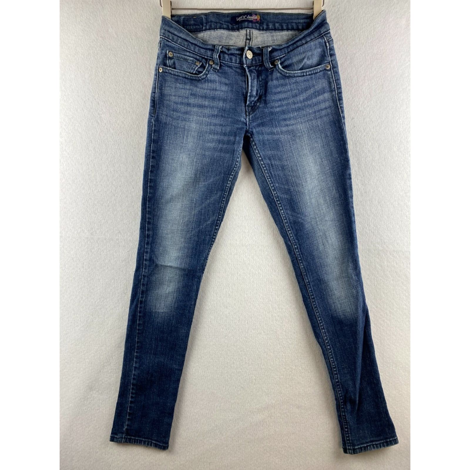 Levi's Levi's Jeans Womens 7 Blue Stretch Skinny Distressed Denim Dark Wash Casual Size 28" / US 6 / IT 42 - 2 Thumbnail