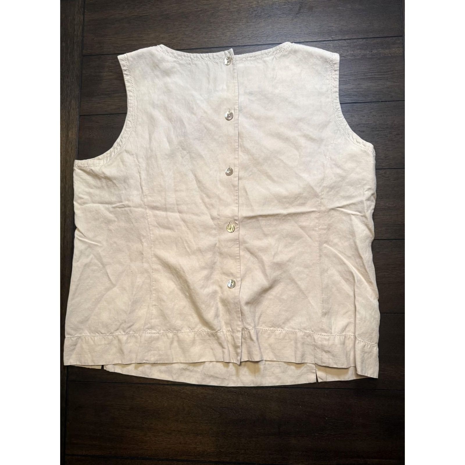 Vintage Susan Bristol Blouse Sleeveless Womens 18 Beige Button Back Tank Top Shell Size XXL / US 16-18 / IT 52-54 - 5 Thumbnail