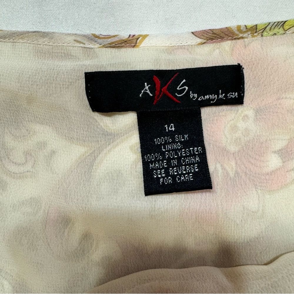 Other Vintage AKS By Amy K Su Silk Floral Top Skirt Set Size 14 Size XL / US 12-14 / IT 48-50 - 8 Thumbnail