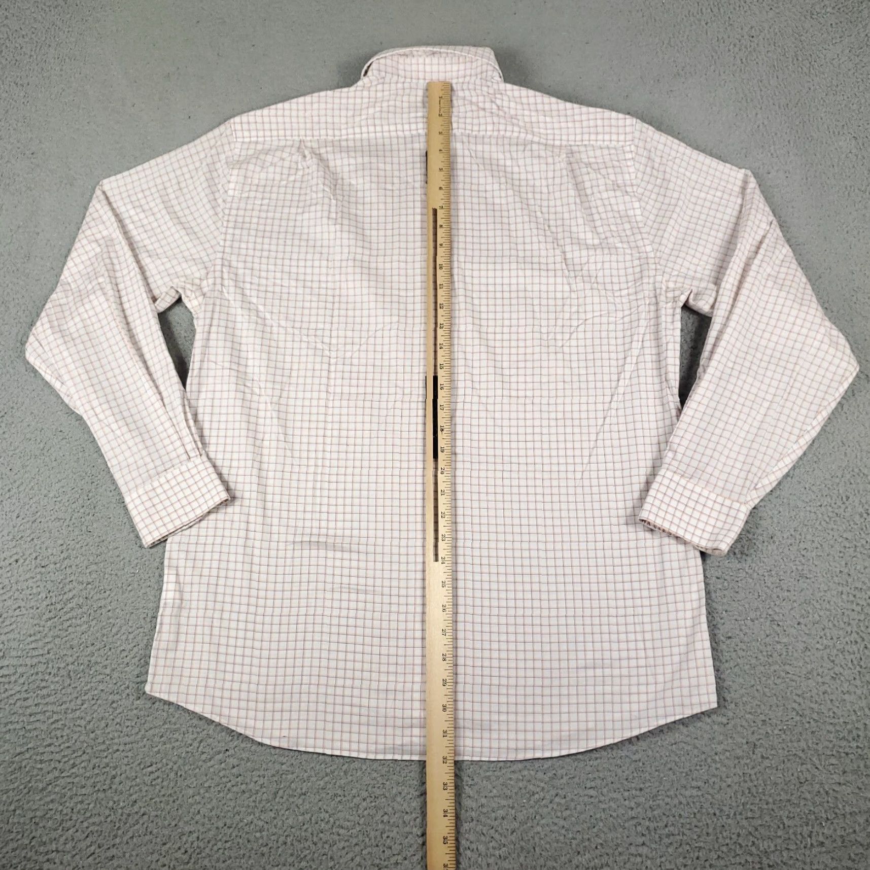 Tommy Hilfiger Tommy Hilfiger Dress Shirt Men 16 White Orange Check Long Sleeve Button Up Preppy Size 42R - 3 Thumbnail