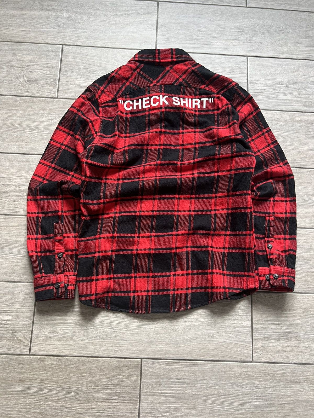 Off-White Off-White Red and Black Flannel Quote Shirt Luxury Size US M / EU 48-50 / 2 - 6 Thumbnail