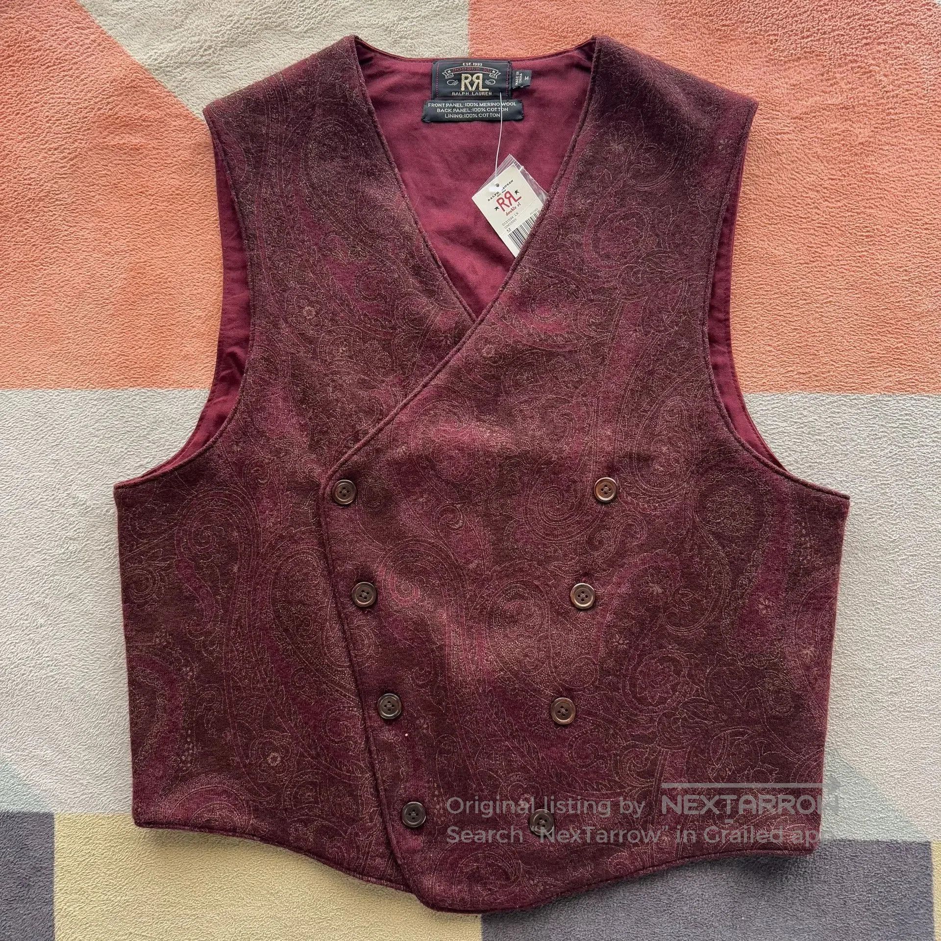 RRL Ralph Lauren RRL Double RL Wool Paisley Vest. Size US M / EU 48-50 / 2 - 1 Thumbnail