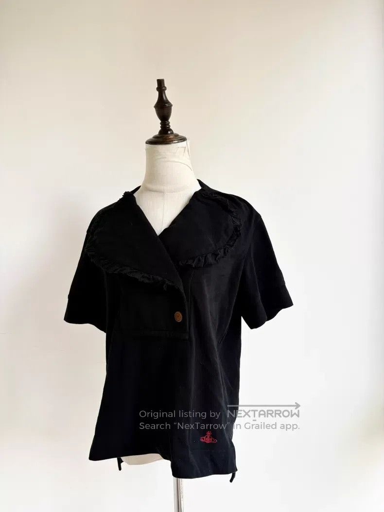 Vivienne Westwood Vivienne Westwood Black Lace-up Collar Short Sleeve Top Size ONE SIZE - 3 Thumbnail