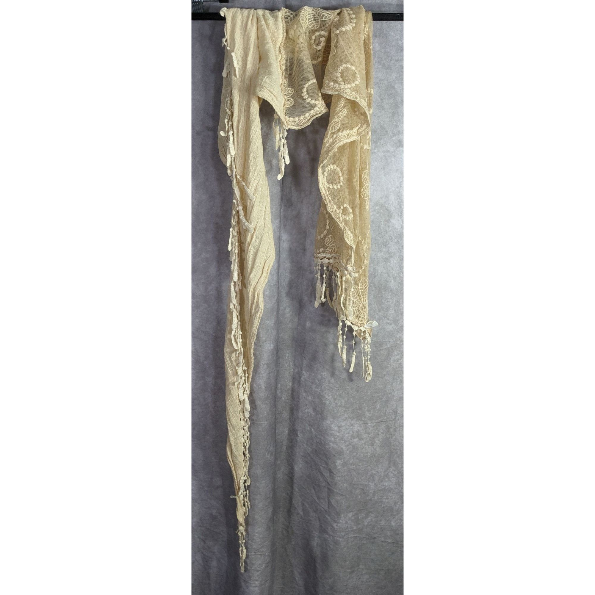 Other Vintage Victorian Style Crochet Lace Asymmetrical Scarf Wrap Size ONE SIZE - 4 Thumbnail