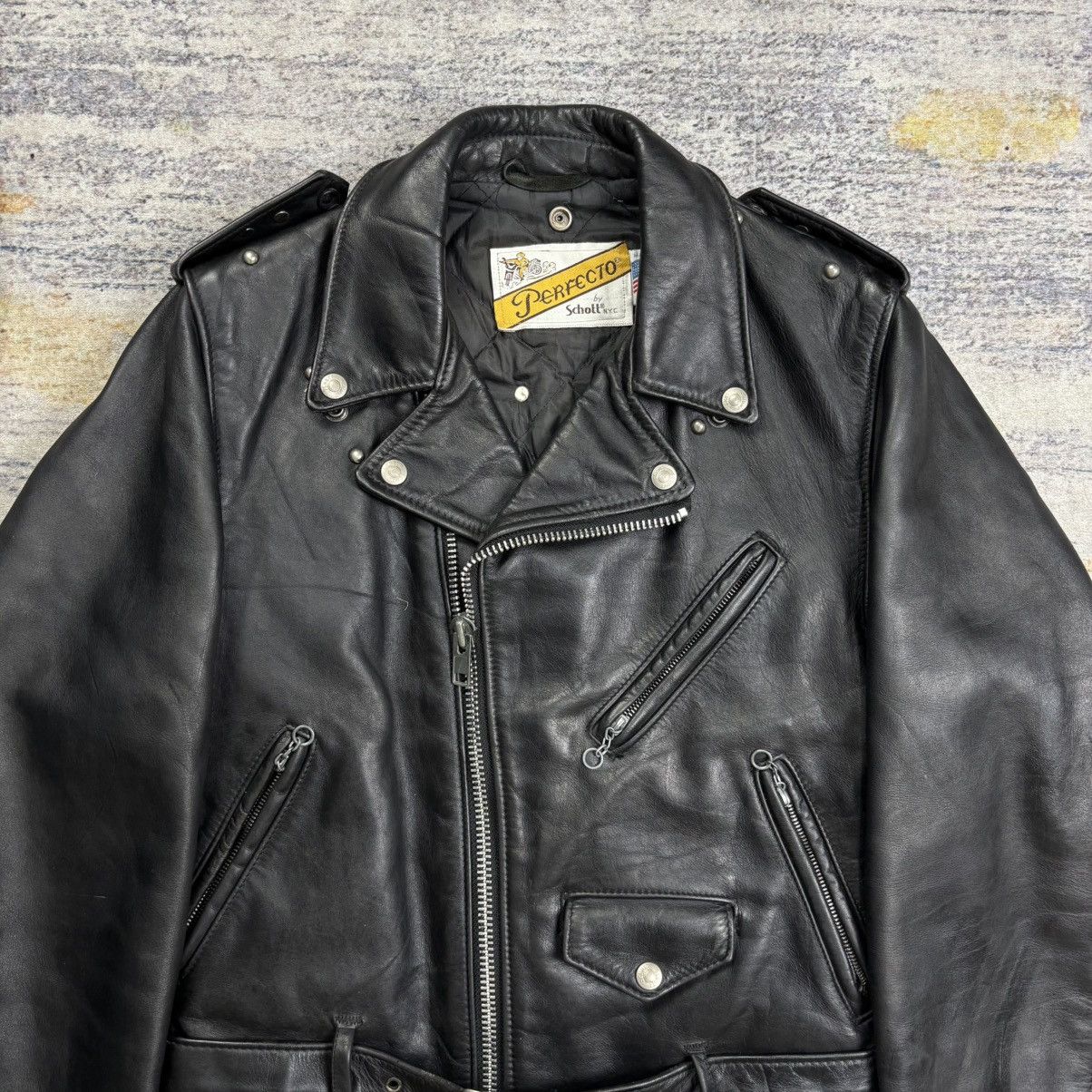 Schott Vintage 90s Schott 618 double riders studded leather jacket Size US S / EU 44-46 / 1 - 4 Thumbnail