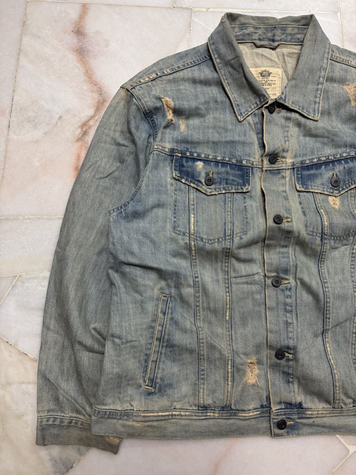 If Six Was Nine 💥GRUNGE💥90s STYLE OLD NAVY DISTRESSED MUDWASH POCKET DENIM Size US XXL / EU 58 / 5 - 5 Thumbnail