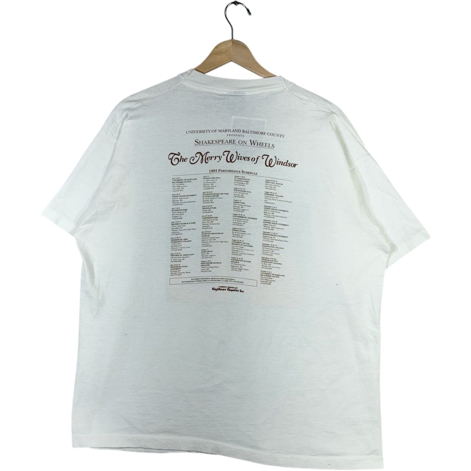 Fruit Of The Loom Vintage Shakespeare on Wheels Maryland Tee XL Size US XL / EU 56 / 4 - 6 Thumbnail
